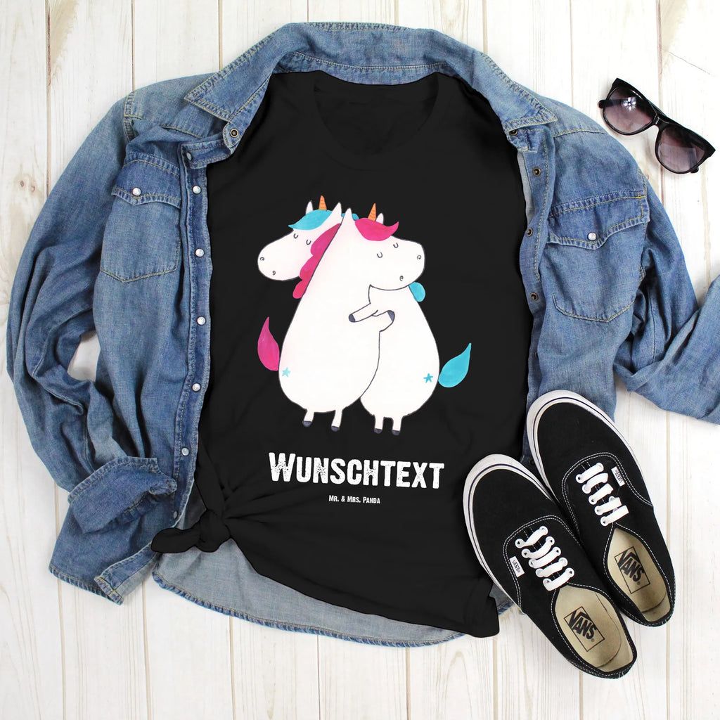 Rozmiar L Personalizowana koszulka Jednorożce Przytulanie T-Shirt Personalisiert, Bedrucken, T-Shirt mit Namen, Wunschtext, T-Shirt mit Aufruck, Einhorn Deko, Unicorn, Einhorn, Einhörner, Liebe, Familie, BFF, Schwester, Schwestern, Freundinnen, Geschwister, Freundin, Sister
