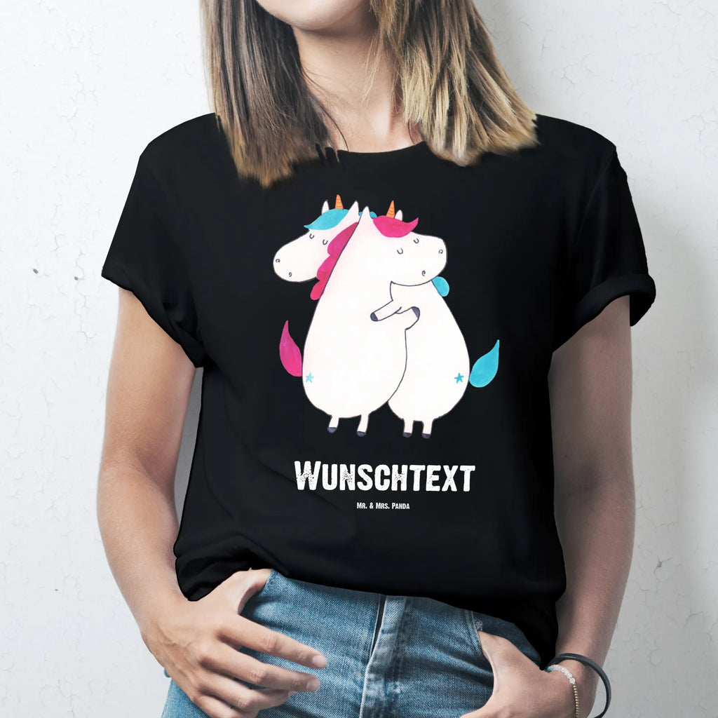 Rozmiar L Personalizowana koszulka Jednorożce Przytulanie T-Shirt Personalisiert, Bedrucken, T-Shirt mit Namen, Wunschtext, T-Shirt mit Aufruck, Einhorn Deko, Unicorn, Einhorn, Einhörner, Liebe, Familie, BFF, Schwester, Schwestern, Freundinnen, Geschwister, Freundin, Sister