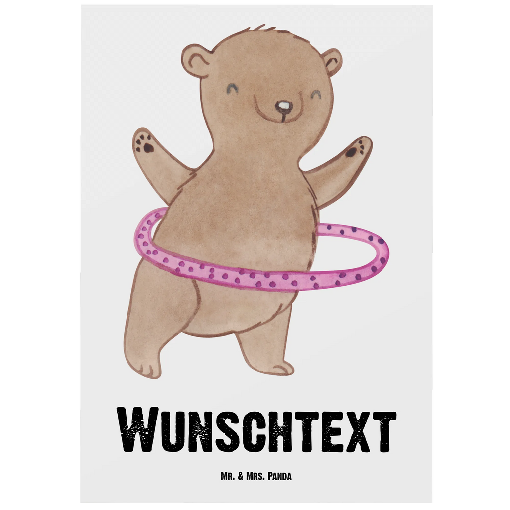 Personalisierte Postkarte Bär Hula Hoop Karte mit Wunschtext, Einladung mit Namen, Postkarte mit Wunschtext, Postkarte mit Namen, Geschenkkarte mit Wunschtext, Ansichtskarte mit Wunschtext, Ansichtskarte mit Namen, Grußkarte mit Wunschtext, Karte mit Namen, Postkarte Personalisierbar, Geschenkkarte mit Namen, Grußkarte mit Namen, Einladung mit Wunschtext, Postkarte Bedrucken, Geschenk, Schenken, Sport, Sportart, Hobby, Danke, Dankeschön, Auszeichnung, Gewinn, Sportler, Fitness, Hula Hoop, Training