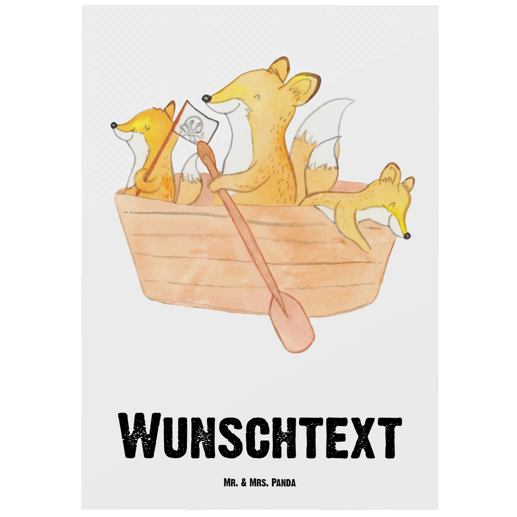 Personalised postcard Fox Canoeing Gift, sport, hobby, giving, thank you, award, profit, athlete, canoe rental, Canoeing, canoe tour, paddling tour, canoe school