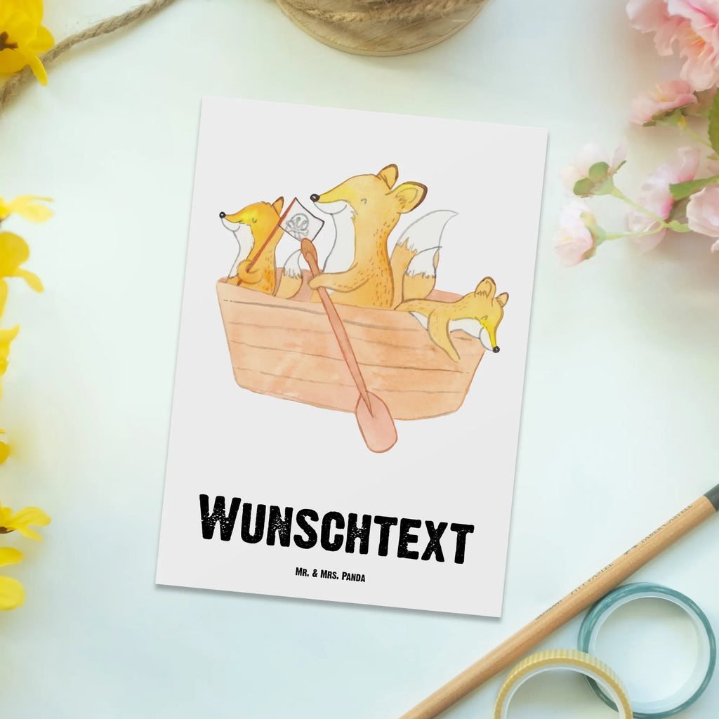 Personalised postcard Fox Canoeing Gift, sport, hobby, giving, thank you, award, profit, athlete, canoe rental, Canoeing, canoe tour, paddling tour, canoe school
