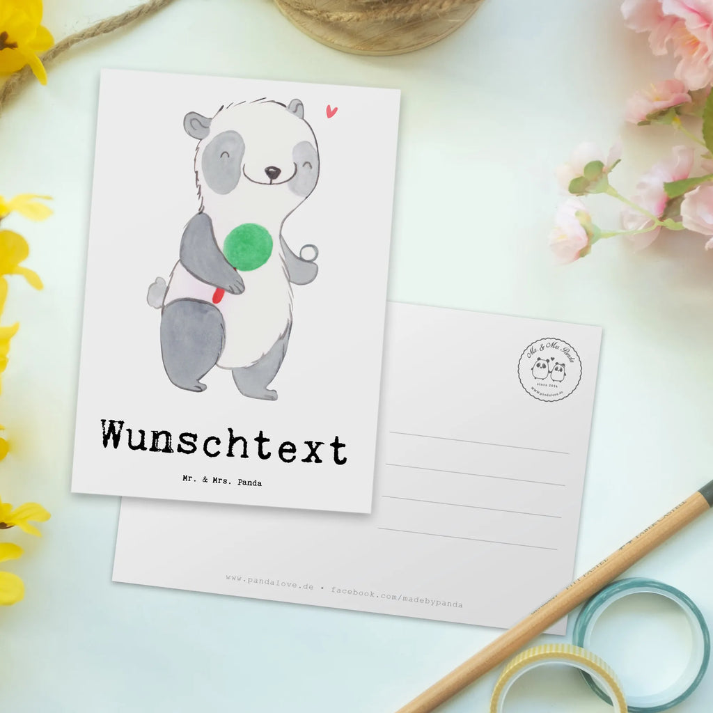 Personalisierte Postkarte Panda Tischtennis Ansichtskarte mit Wunschtext, Einladung mit Namen, Postkarte bedrucken, Geschenkkarte mit Namen, Karte mit Namen, Postkarte mit Wunschtext, Einladung mit Wunschtext, Karte mit Wunschtext, Postkarte personalisierbar, Ansichtskarte mit Namen, Geschenkkarte mit Wunschtext, Grußkarte mit Namen, Grußkarte mit Wunschtext, Postkarte mit Namen, Geschenk, Sport, Sportart, Hobby, Schenken, Danke, Dankeschön, Auszeichnung, Gewinn, Sportler, Tischtennis Bund, Tischtennis Sprüche, Tischtennis Meisterschaft, Ballsport, Tischtennis Verein, Tischtennis Wettbewerb, Tischtennis