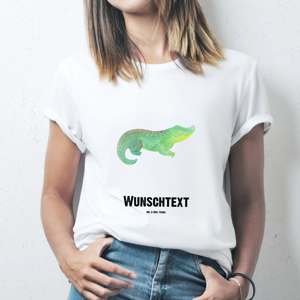 Rozmiar L Personalizowana koszulka Krokodyl Wunschtext, T-Shirt mit Namen, Bedrucken, T-Shirt Personalisiert, T-Shirt mit Aufruck, Meer, Urlaub, Meerestiere, Lieblingsmensch, Reiselust, Krokodile, Freundin, Abenteuerlust, Verrückt sein, Beste Freundin, Spontan sein, Krokodil