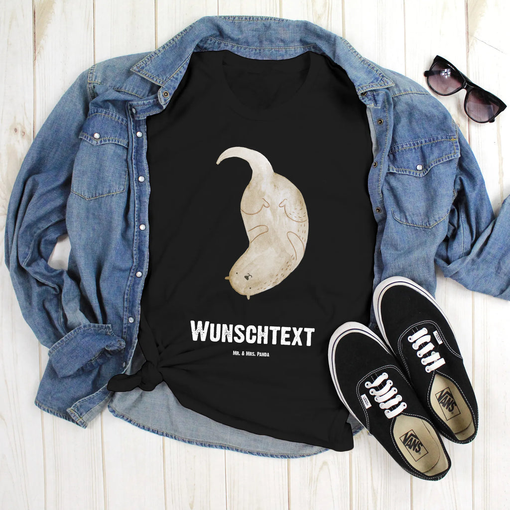 Rozmiar L Personalizowana koszulka wydra Do góry nogami T-Shirt mit Namen, Wunschtext, Bedrucken, T-Shirt mit Aufruck, T-Shirt Personalisiert, Fischotter, Seeotter, Otter, Otter Seeotter See Otter