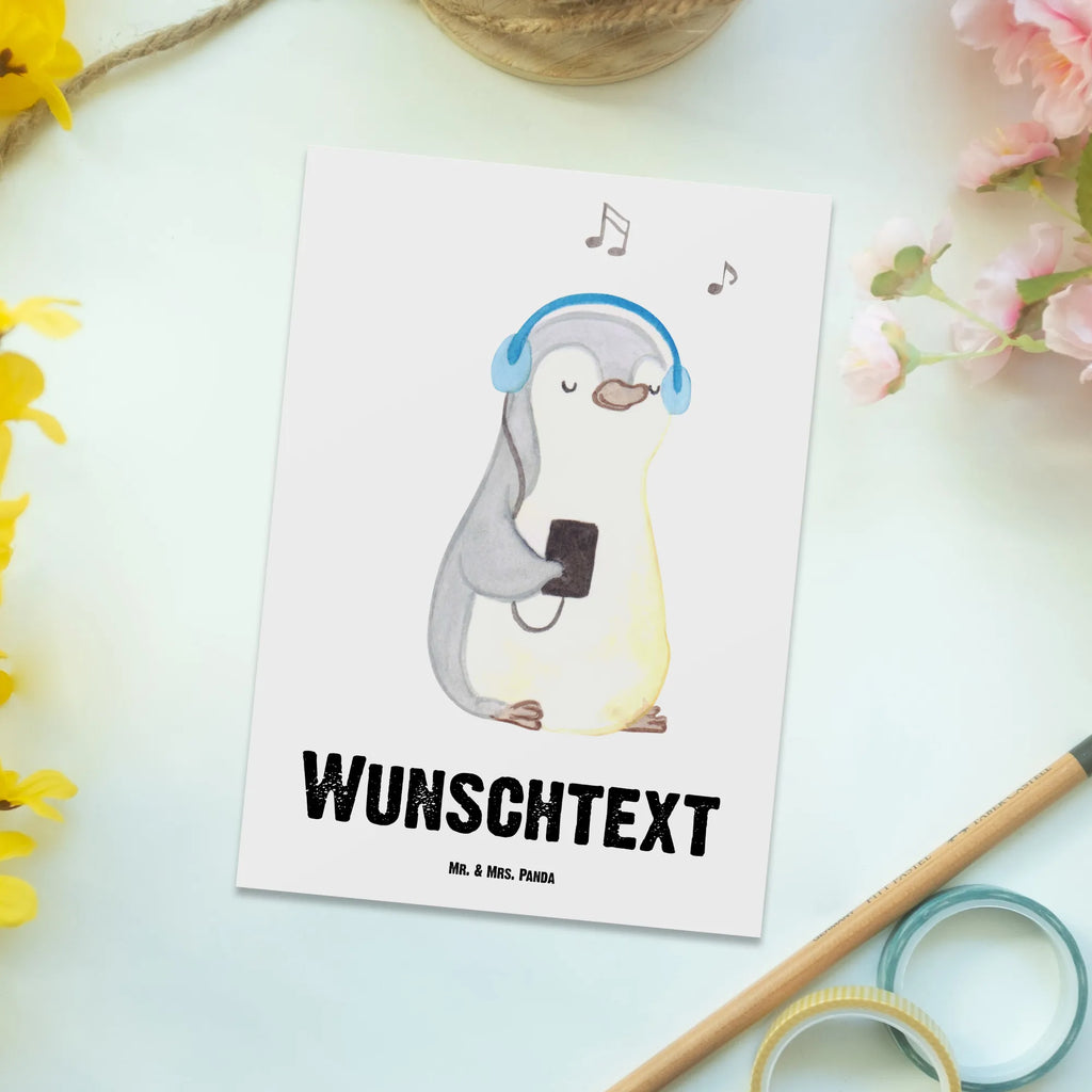 Personalizowana kartka pocztowa Pingwin Słuchać muzyki Prezent, Sport, Dyscyplina sportowa, Hobby, Darować, Dziękuję, Dzięki, Wyróżnienie, Wygrana, Sportowiec