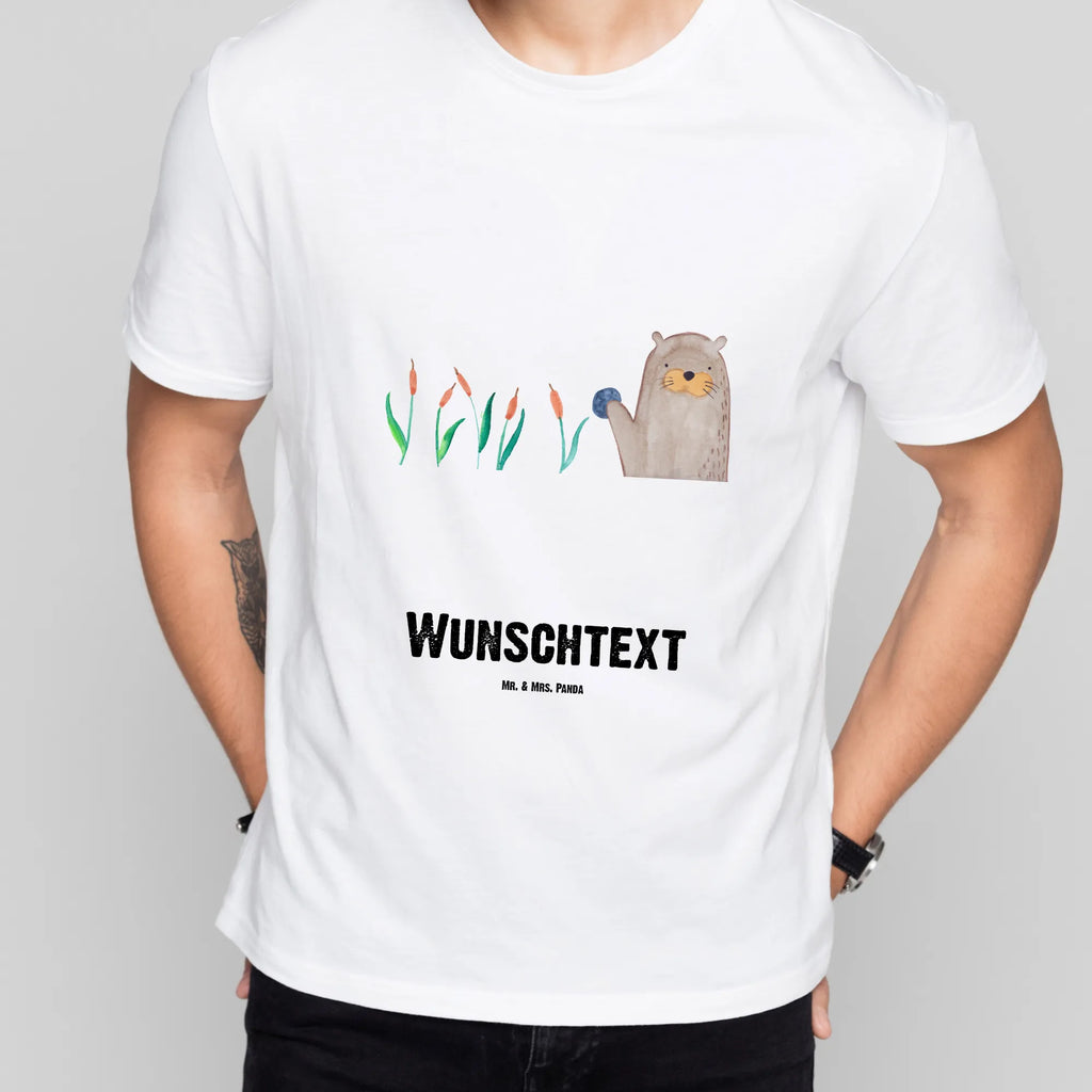 Personalisiertes T-Shirt Otter mit Stein T-Shirt mit Namen, T-Shirt mit Aufruck, T-Shirt Personalisiert, Bedrucken, Wunschtext, Fischotter, Seeotter, Otter, Otter Seeotter See Otter