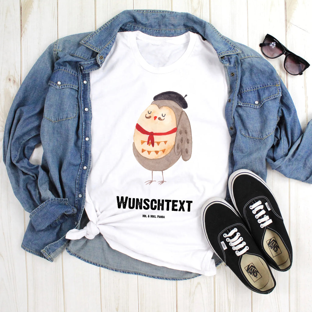 Personalised T-Shirt Owl France Wunschtext, Bedrucken, T-Shirt mit Namen, T-Shirt Personalisiert, T-Shirt mit Aufruck, Eule, Owl, Frankreich, Eule Deko, Spruch Französisch, La Vie Est Belle, Eulen, Spruch schön, Hibou, Das Leben Ist schön