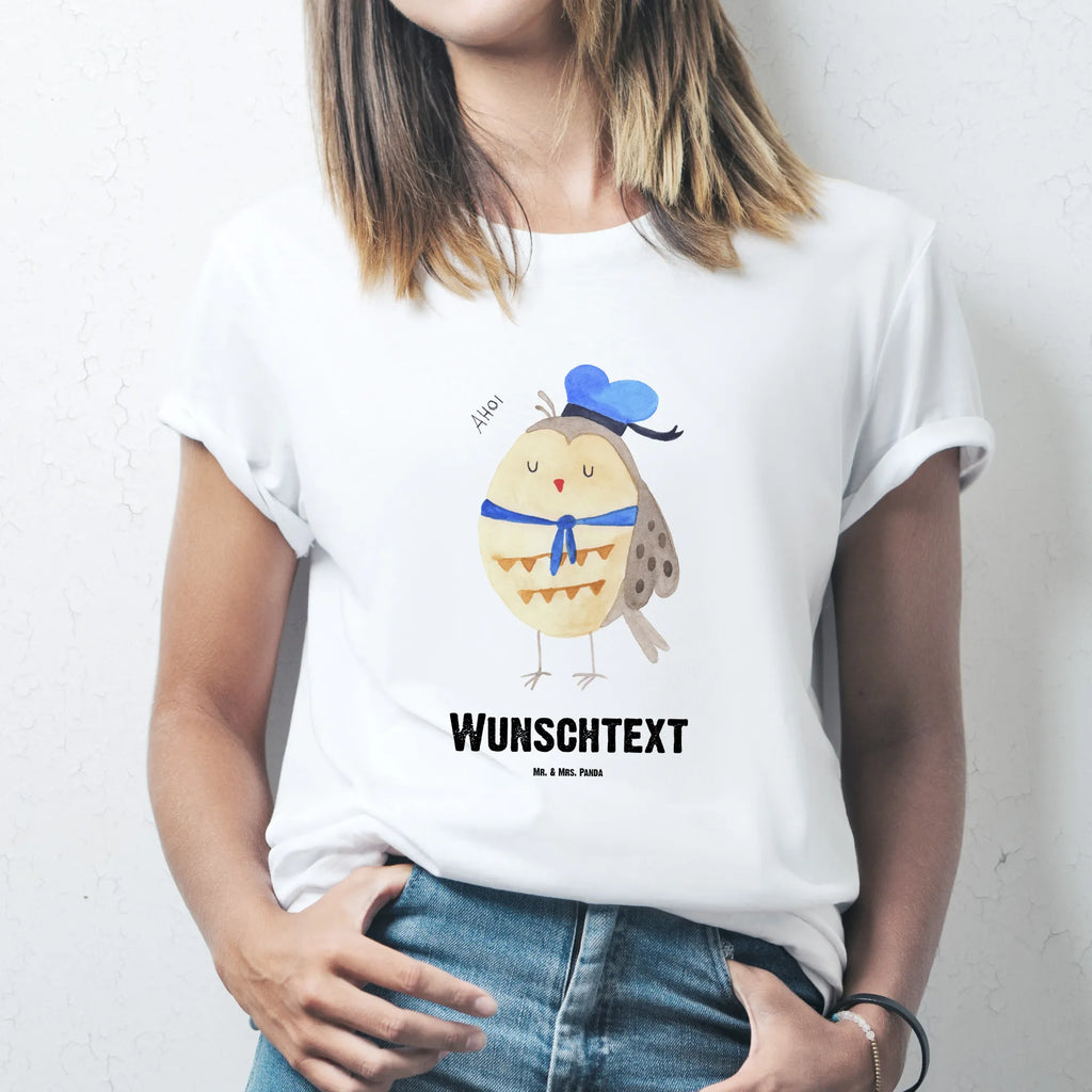 Personalised T-Shirt Owl sailor Wunschtext, T-Shirt mit Namen, Bedrucken, T-Shirt mit Aufruck, T-Shirt Personalisiert, Eule, Heimathafen, Owl, Eule Deko, Seefahrer, Hochzeitstag Geschenk, Eule Spruch, Ehe, Matrose, Freundin, Wortspiel Lustig