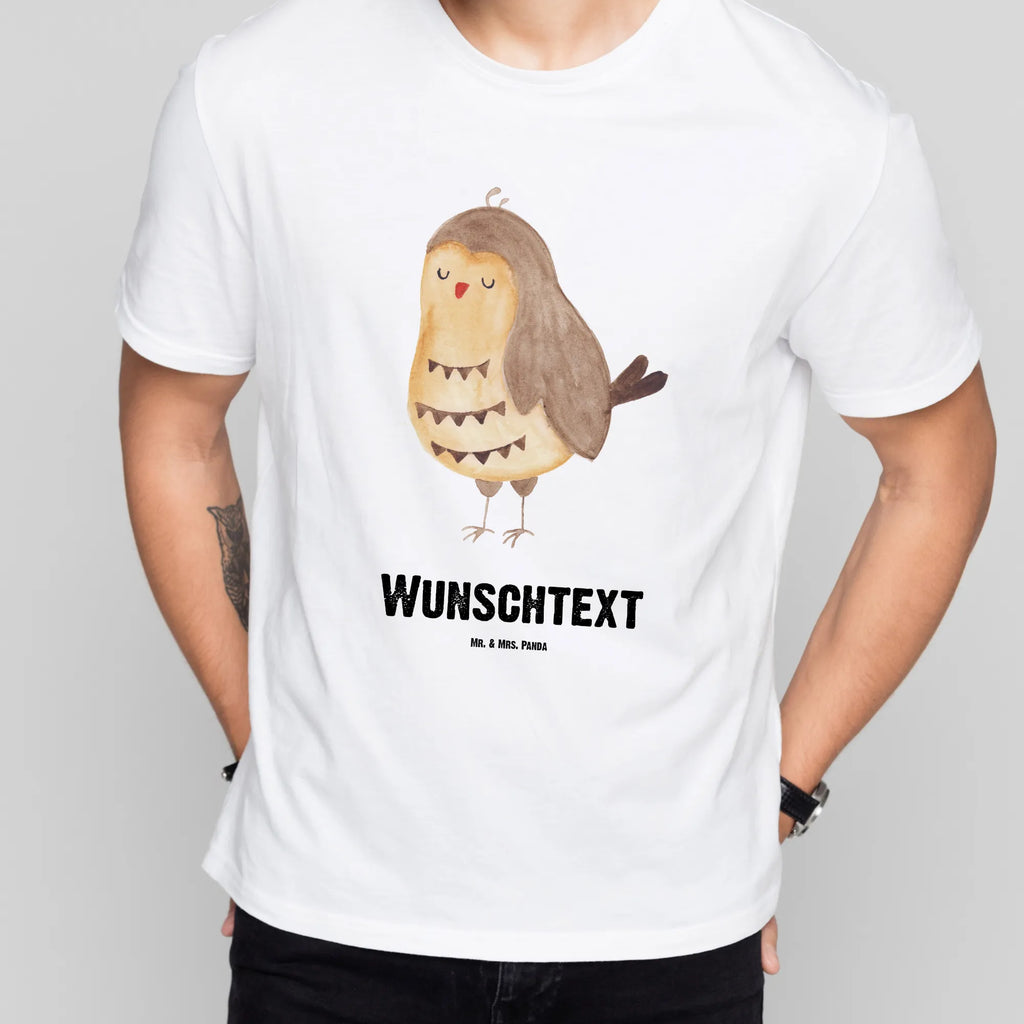 Rozmiar L Personalizowana koszulka sowa zadowolona Wunschtext, T-Shirt mit Aufruck, T-Shirt mit Namen, T-Shirt Personalisiert, Bedrucken, Eule, Romantisch, Geschenk Hochzeitstag, Wortspiel Lustig, Owl, Eule Spruch, Spruch schön, Eule Deko, Liebe Spruch