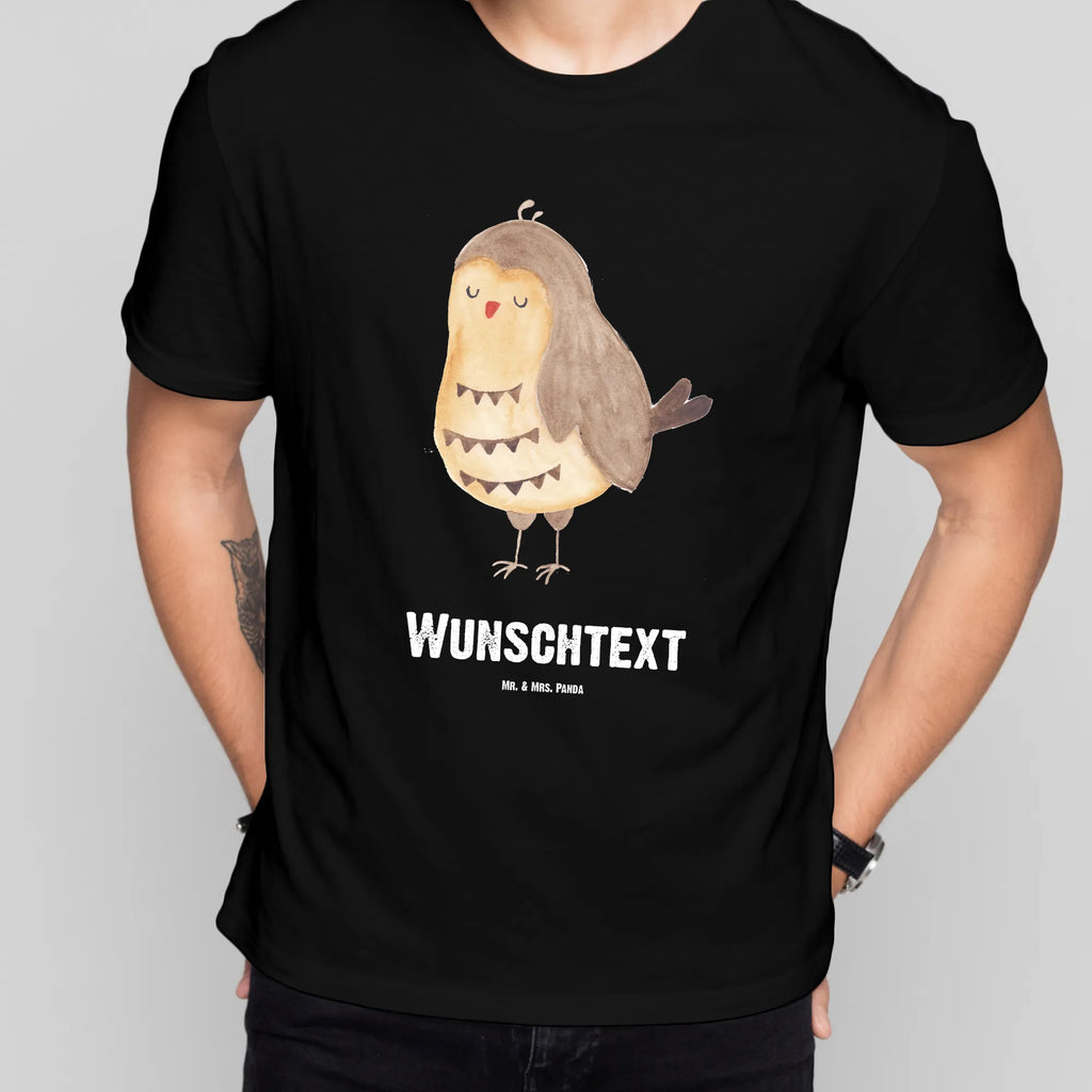 Rozmiar L Personalizowana koszulka sowa zadowolona Wunschtext, T-Shirt mit Aufruck, T-Shirt mit Namen, T-Shirt Personalisiert, Bedrucken, Eule, Romantisch, Geschenk Hochzeitstag, Wortspiel Lustig, Owl, Eule Spruch, Spruch schön, Eule Deko, Liebe Spruch