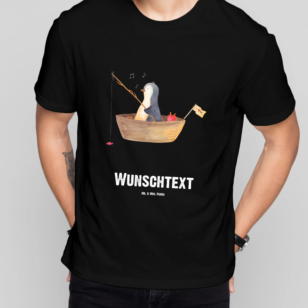 Personalised T-Shirt Penguin fishing boat T-Shirt mit Aufruck, T-Shirt mit Namen, T-Shirt Personalisiert, Bedrucken, Wunschtext, Pinguin, Angeln, Genießen, Pinguine, Angelboot, Boot, Lebenslust, Neuanfang, Motivation, Geschenkidee Liebeskummer, Trennung, Leben, Neustart, Scheidung