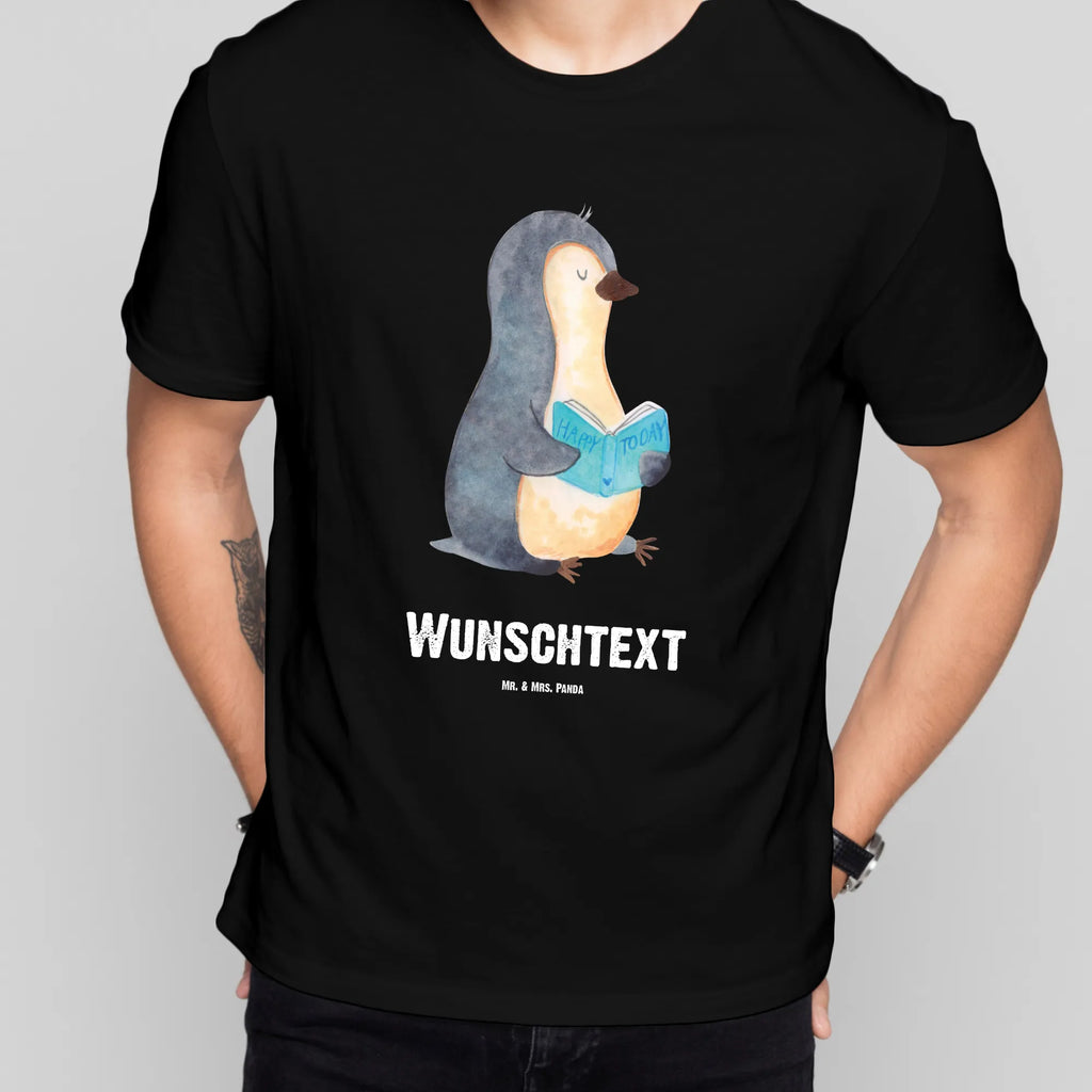 Personalised T-Shirt Penguin A book Bedrucken, Wunschtext, T-Shirt Personalisiert, T-Shirt mit Aufruck, T-Shirt mit Namen, Pinguin, Bücherwurm, Freizeit, Lesen, Buch, Faulenzen, Nichtstun, Urlaub, Pinguine, Ferien