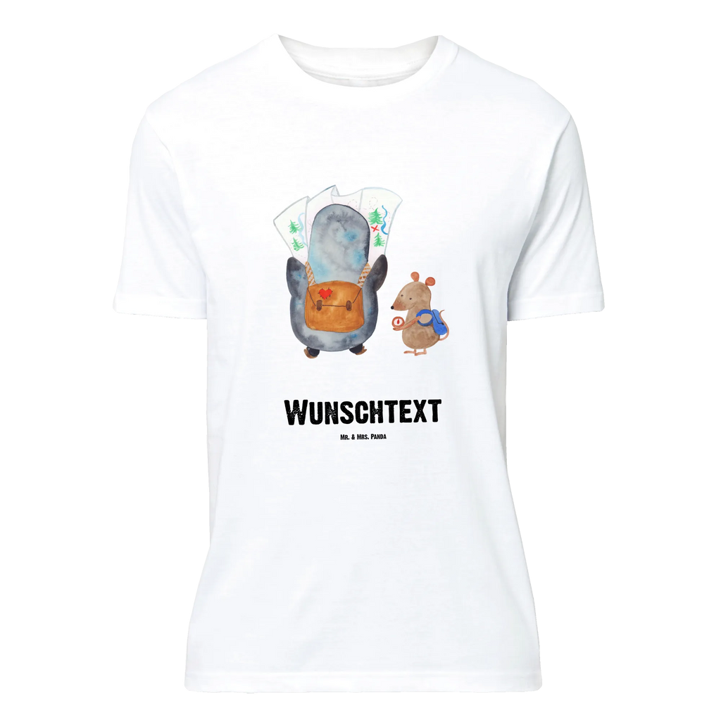 Personalisiertes T-Shirt Pinguin & Maus Wanderer T-Shirt mit Aufruck, T-Shirt mit Namen, Bedrucken, T-Shirt Personalisiert, Wunschtext, Pinguin, Abenteurer, Roadtrip, Pinguine, Ausflug, Abenteuer, Wandern, Wanderlust