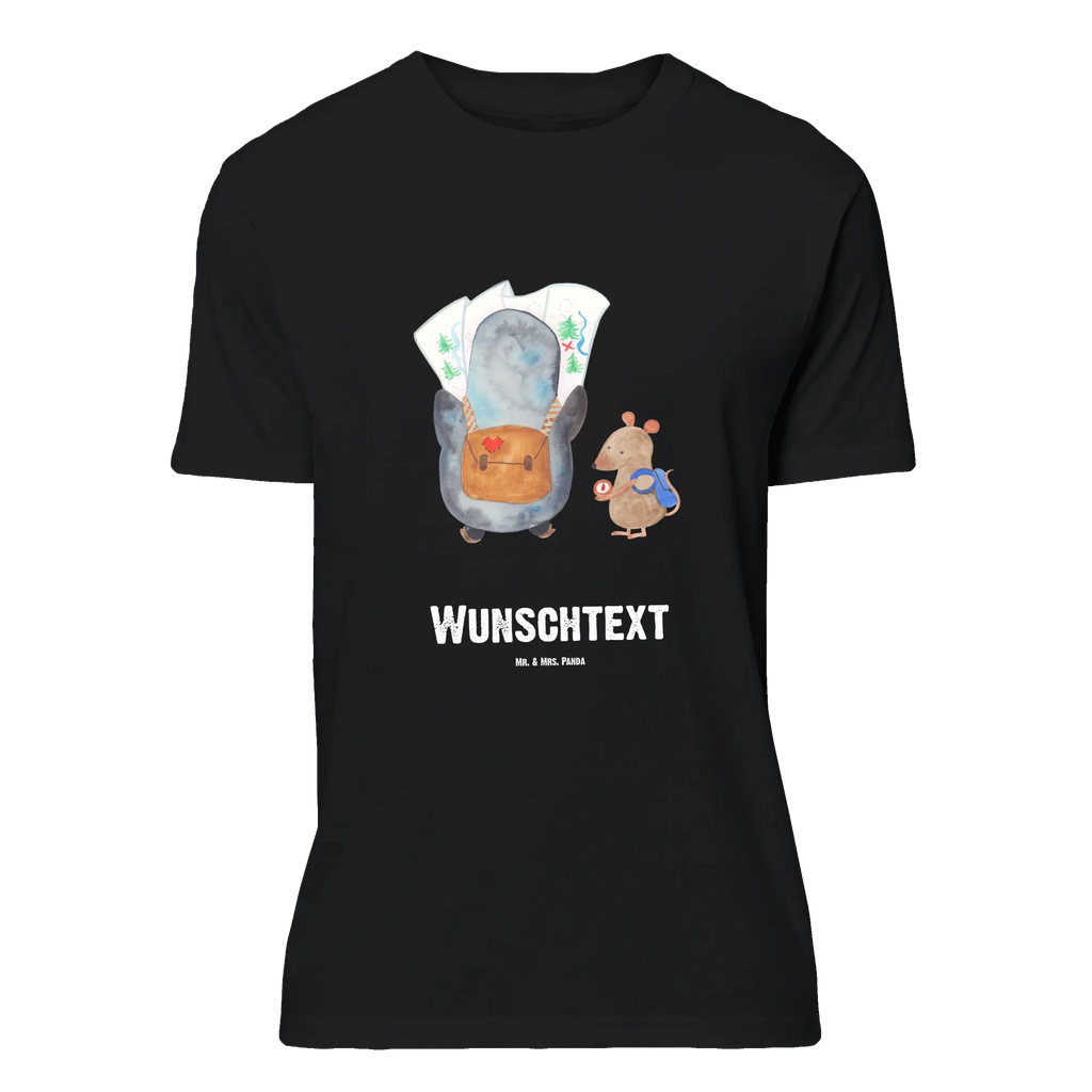 Personalisiertes T-Shirt Pinguin & Maus Wanderer T-Shirt mit Aufruck, T-Shirt mit Namen, Bedrucken, T-Shirt Personalisiert, Wunschtext, Pinguin, Abenteurer, Roadtrip, Pinguine, Ausflug, Abenteuer, Wandern, Wanderlust