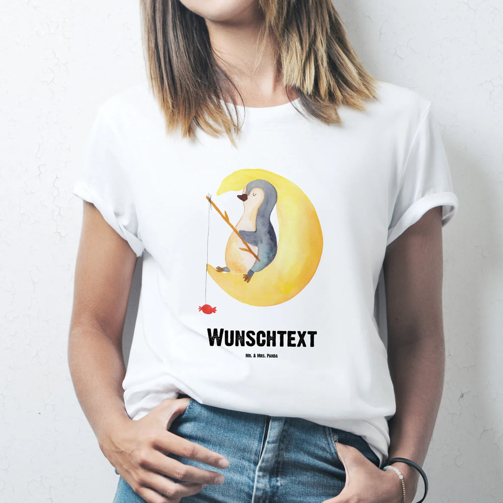 Personalised T-Shirt Penguin moon T-Shirt mit Namen, T-Shirt Personalisiert, T-Shirt mit Aufruck, Pinguin, Pinguine, Gästezimmer, Spruch, schlafen, Schlafzimmer, Einschlafen, Nachtruhe, Schlafstörungen