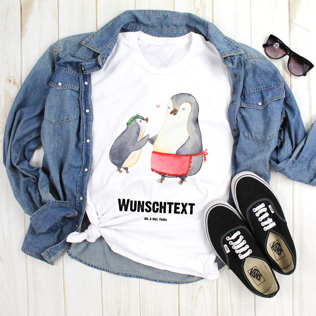 Rozmiar L Personalizowana koszulka Pingwin z dzieckiem T-Shirt mit Aufruck, T-Shirt mit Namen, T-Shirt Personalisiert, Oma, Muttertag, Papa, Vatertag, Opa, Bruder, Schwester, Mama, Familie, Mutti, Geschenk, Mutter, Mami, Geburststag