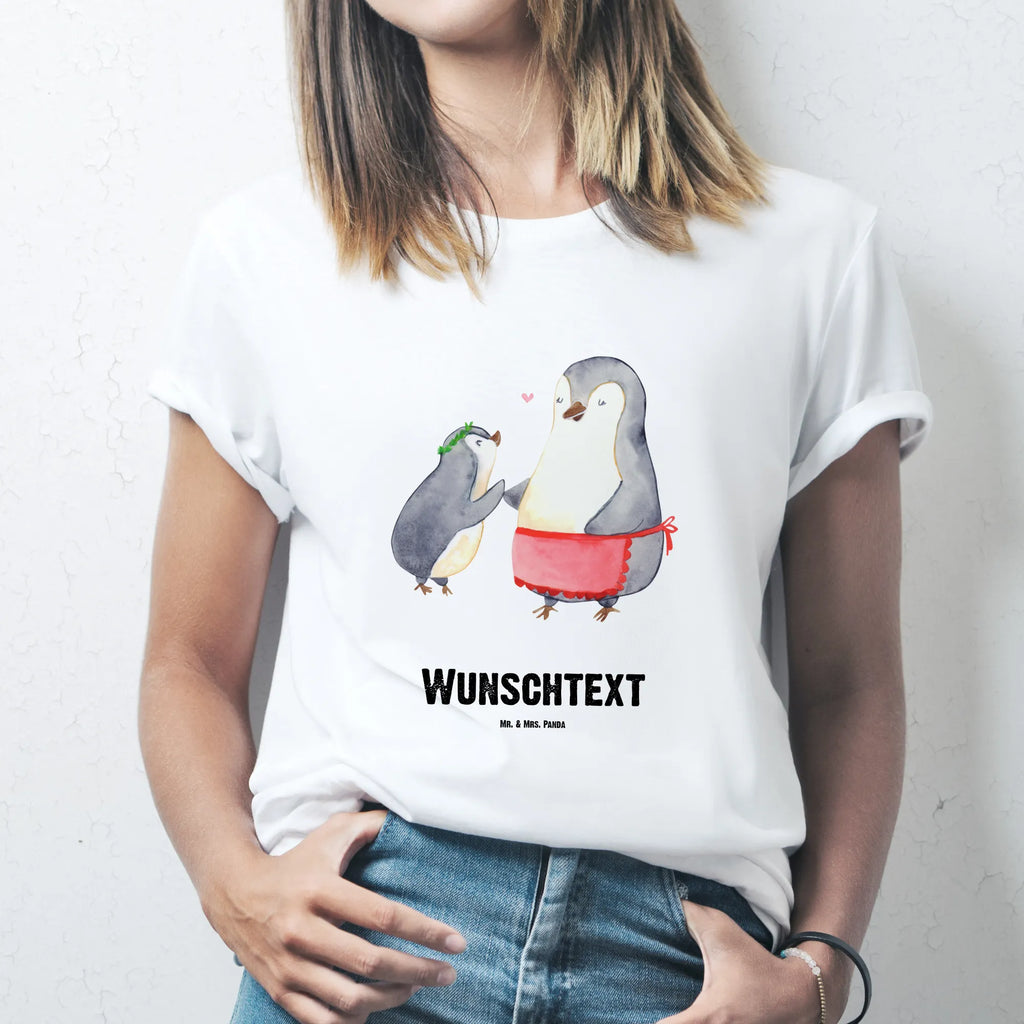 Rozmiar L Personalizowana koszulka Pingwin z dzieckiem T-Shirt mit Aufruck, T-Shirt mit Namen, T-Shirt Personalisiert, Oma, Muttertag, Papa, Vatertag, Opa, Bruder, Schwester, Mama, Familie, Mutti, Geschenk, Mutter, Mami, Geburststag