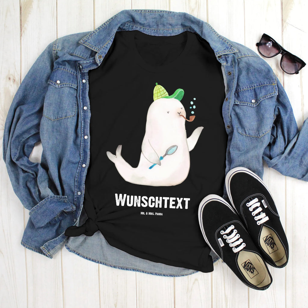 Personalised T-Shirt seal sherlock T-Shirt Personalisiert, Wunschtext, Bedrucken, T-Shirt mit Namen, T-Shirt mit Aufruck, Lustige Sprüche, Gute Laune, Tiere, Tiermotive