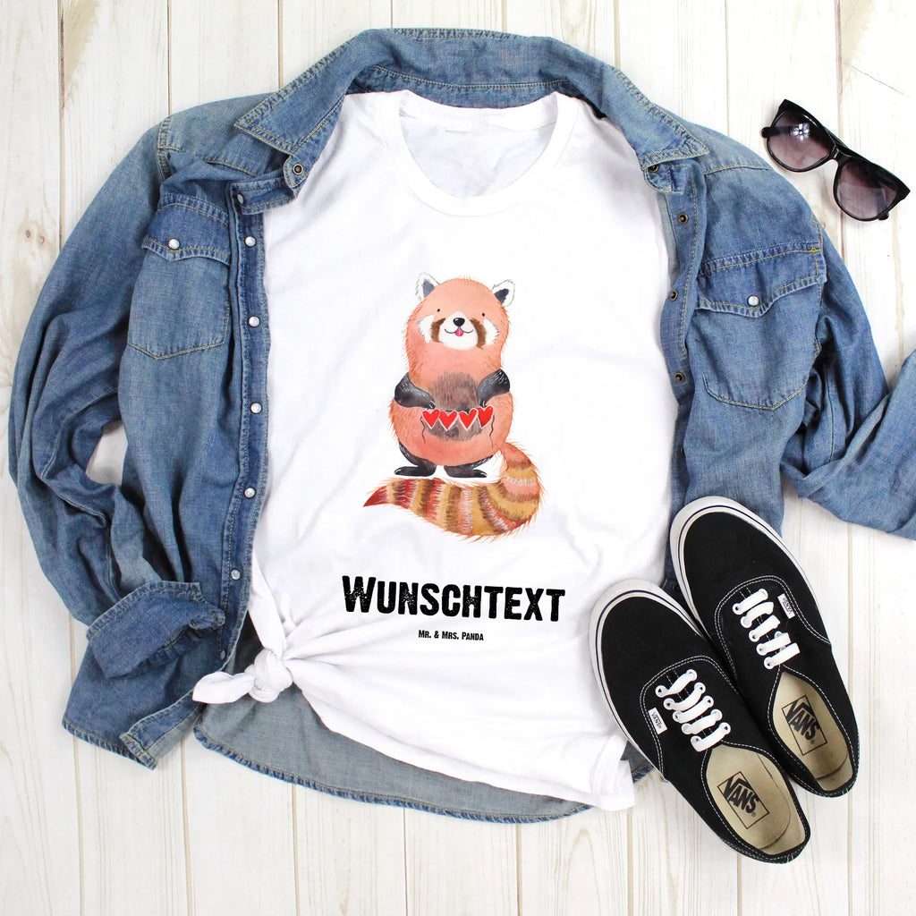 Personalised T-Shirt red panda T-Shirt mit Namen, Bedrucken, T-Shirt mit Aufruck, T-Shirt Personalisiert, Wunschtext, Lustige Sprüche, Gute Laune, Tiere, Tiermotive, Herz, Lieblingsmensch, Liebling, Rot, Liebe, Panda