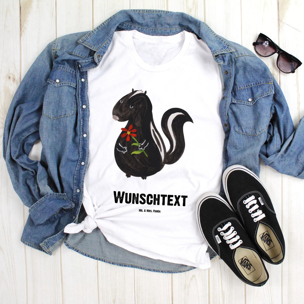 Personalised T-Shirt skunk flower T-Shirt mit Aufruck, Bedrucken, Wunschtext, T-Shirt mit Namen, T-Shirt Personalisiert, Stinktier, Skunk, Verträumt, Stinki, Tagträumer, Wildtier, Raubtier, Dreams, Träume, Stinker