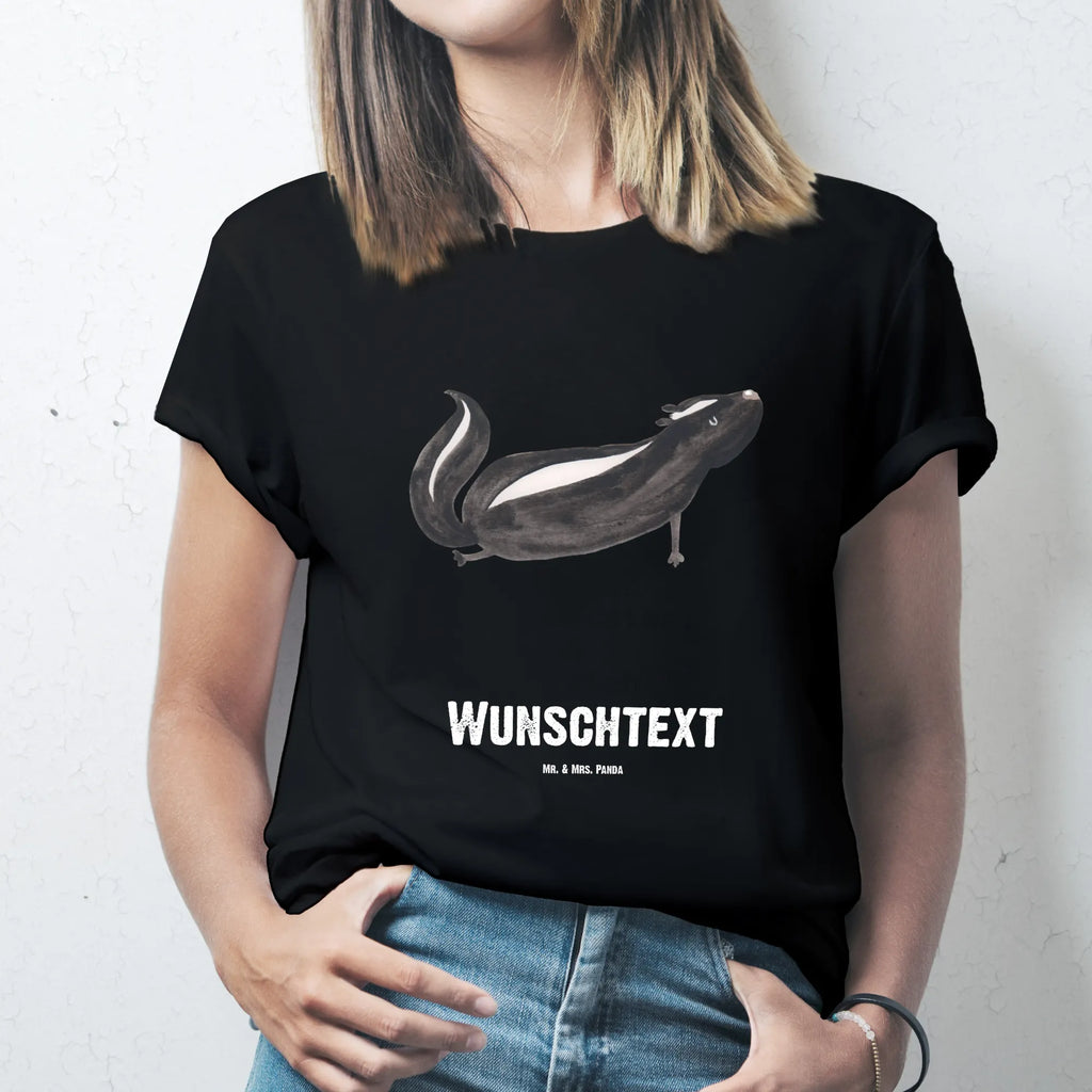 Personalisiertes T-Shirt Stinktier Yoga T-Shirt mit Namen, Bedrucken, T-Shirt mit Aufruck, Wunschtext, T-Shirt Personalisiert, Stinktier, Skunk, Stinker, Liebe, Namaste, Yoga, Stinki, Raubtier, Wildtier, Lebe, Lache