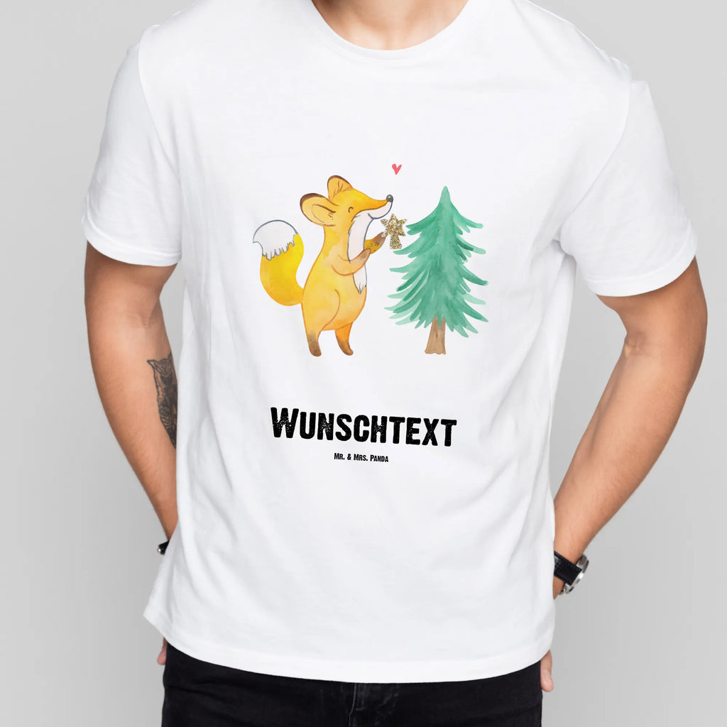 Personalisiertes T-Shirt Fuchs  Weihnachtsbaum Wunschtext, T-Shirt Personalisiert, Bedrucken, T-Shirt mit Aufruck, T-Shirt mit Namen, Winter, Weihnachtsdeko, Weihnachten, Nikolaus, Advent, Heiligabend, Wintermotiv, Weihnachtsmann, Weihnachtstage, Schlittschuh, Weihnachtsdekoration, Weihnachtszeit, Fuchs