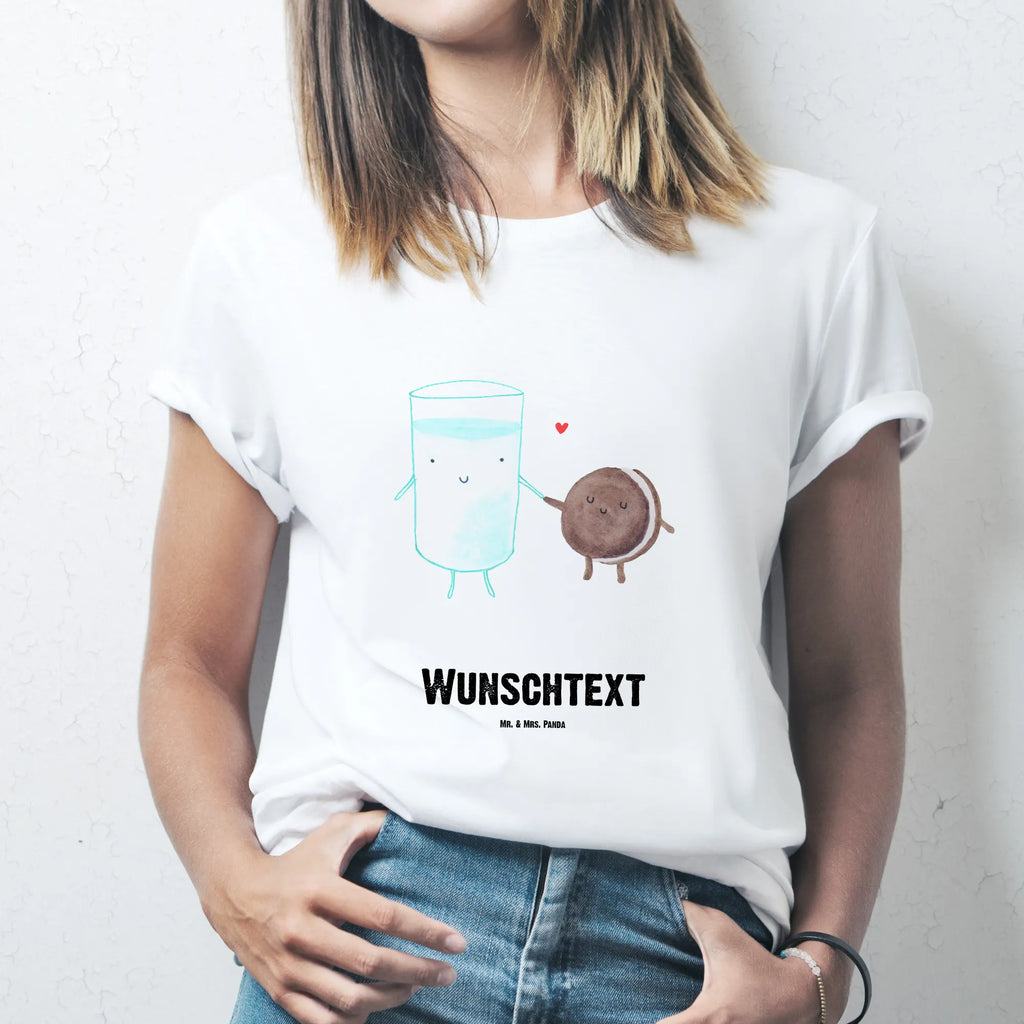 Personalisiertes T-Shirt Milch & Keks Wunschtext, Bedrucken, T-Shirt Personalisiert, T-Shirt mit Aufruck, T-Shirt mit Namen, Lustige Sprüche, Gute Laune, Tiere, Tiermotive, Kaffee, Cookie, Romantisch, Keks, Milk, Motiv Süß, Einladung Frühstück, Milch, Perfektes Paar, Kekse