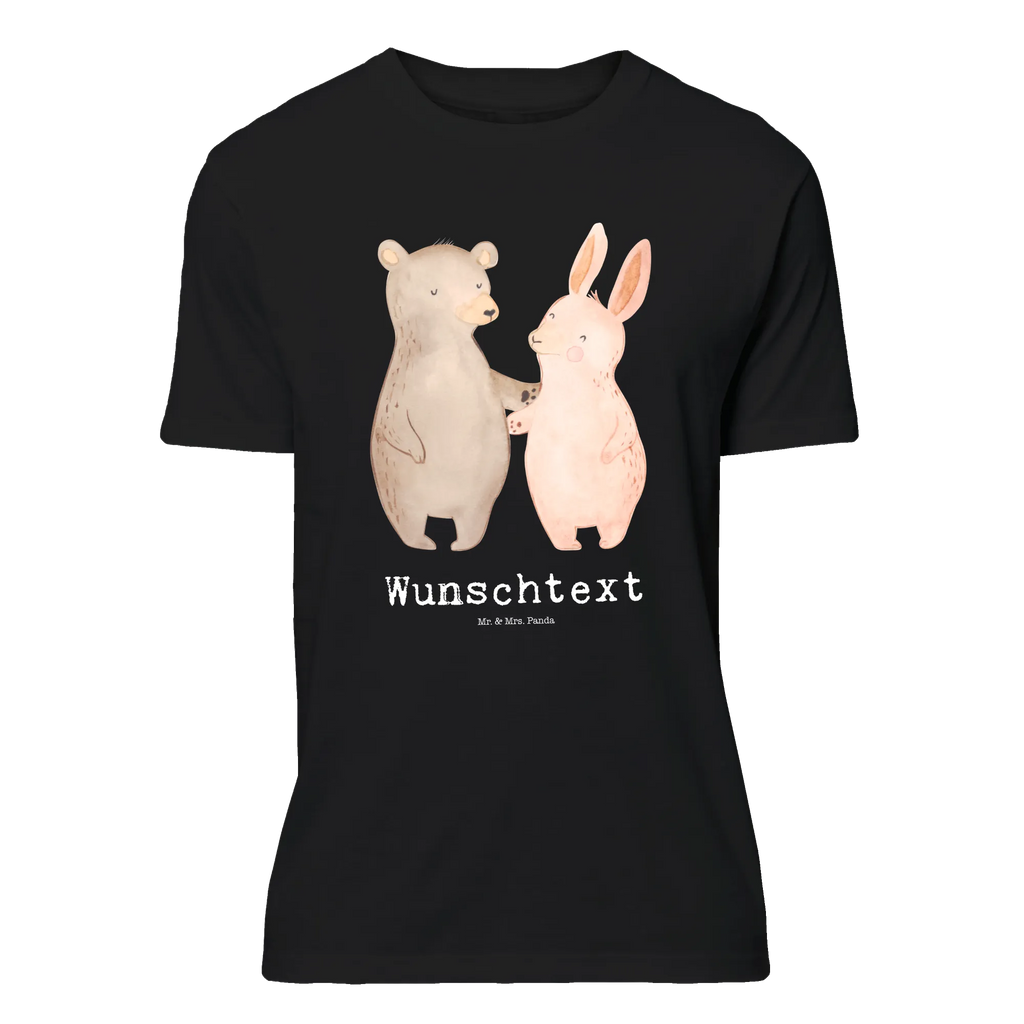 Personalised T-Shirt bear and rabbit Embrace Wunschtext, T-Shirt mit Aufruck, Bedrucken, T-Shirt Personalisiert, T-Shirt mit Namen, Liebe, Freund, Ehefrau, Liebesgeschenk, Heiraten, Hocheitstag, Jahrestag, Verlobung, Heiratsantrag, Partner, Ehemann, Freundin, Hase, Bär, Freunde, Bärchen, Bester Freund, Best Friends
