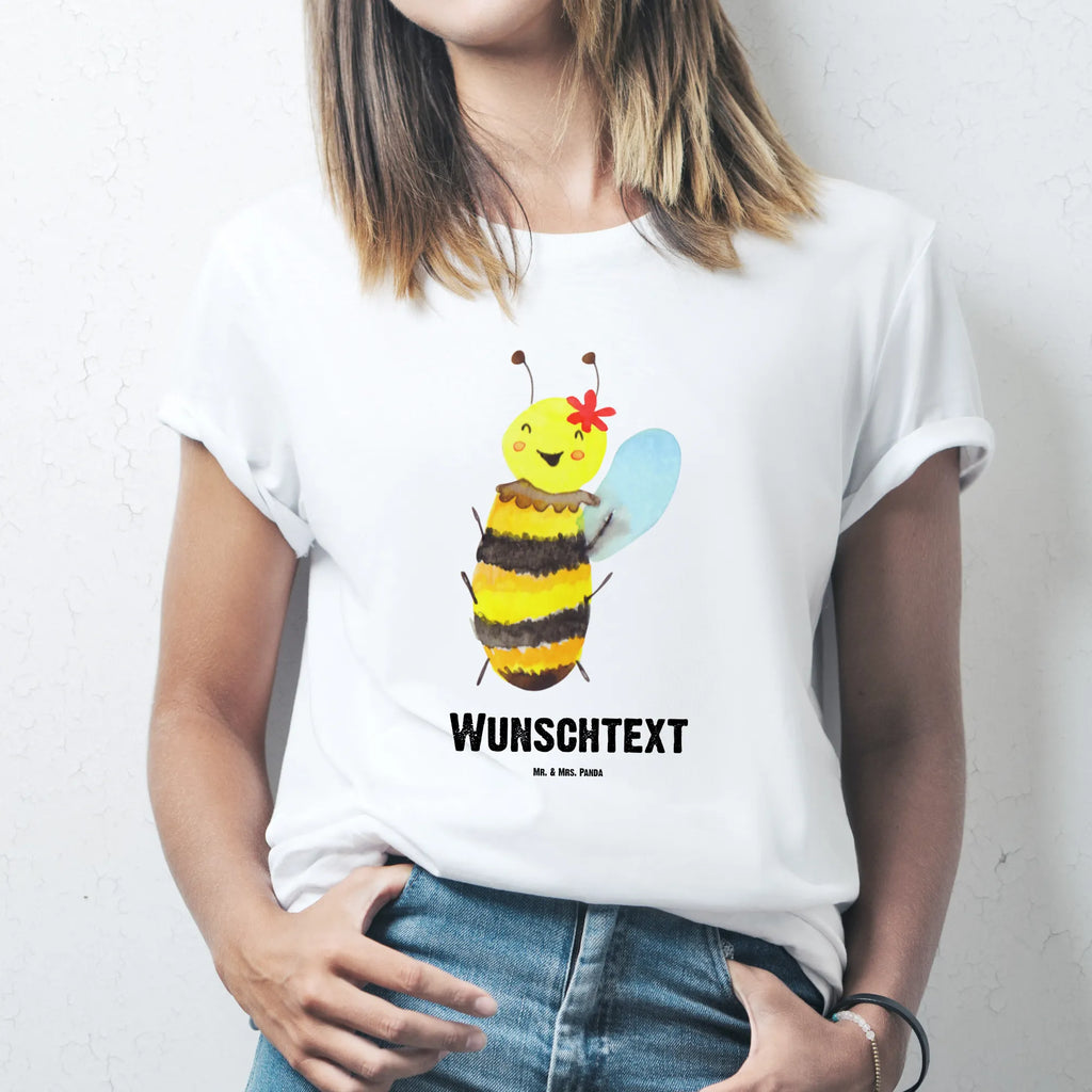 Personalised T-Shirt bee happy Frauen, T-Shirt mit Namen, Damen, T-Shirt Personalisiert, T-Shirt mit Aufruck, Männer, Herren, Hummel, Biene, Wespe