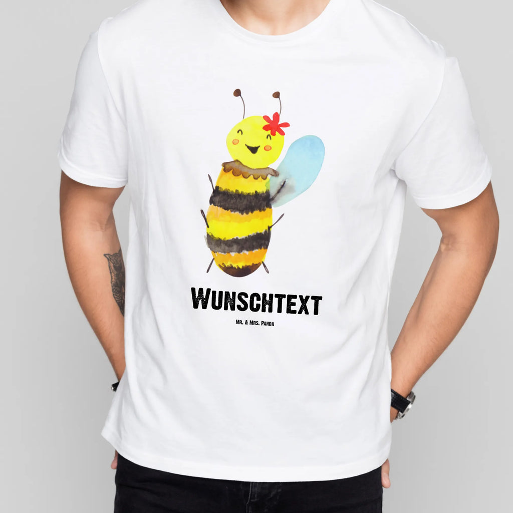 Personalised T-Shirt bee happy Frauen, T-Shirt mit Namen, Damen, T-Shirt Personalisiert, T-Shirt mit Aufruck, Männer, Herren, Hummel, Biene, Wespe
