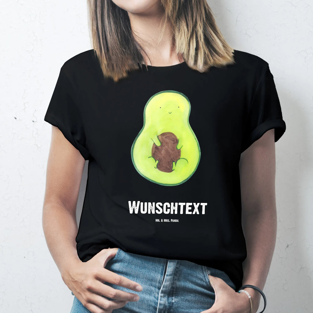 Personalisiertes T-Shirt Avocado mit Kern T-Shirt mit Aufruck, Bedrucken, T-Shirt mit Namen, T-Shirt Personalisiert, Wunschtext, Avocado, Veggie, Vegan, Gesund, Spruch Leben, Kern, Avocadokern, Pflanze, Avokado