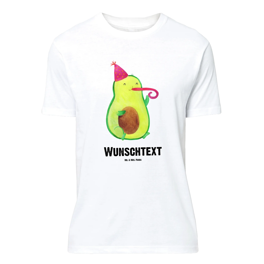 Personalised T-Shirt avocado Celebration T-Shirt mit Namen, T-Shirt mit Aufruck, T-Shirt Personalisiert, Bedrucken, Wunschtext, Frauen, Männer, Avocado, Veggie, Vegan, Gesund, Feierlichkeit, Party, Feier, Tröte, Gute Laune, Geburtstag, Fete