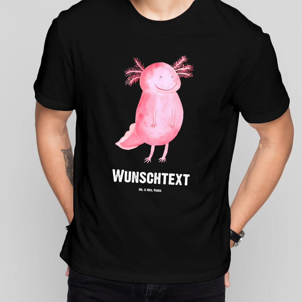 Personalisiertes T-Shirt Axolotl glücklich Wunschtext, Bedrucken, T-Shirt mit Namen, T-Shirt Personalisiert, T-Shirt mit Aufruck, Molch, Axolotl, Gute Laune, Lurch, Schwanzlurch, Axolot, Lurche, Motivation