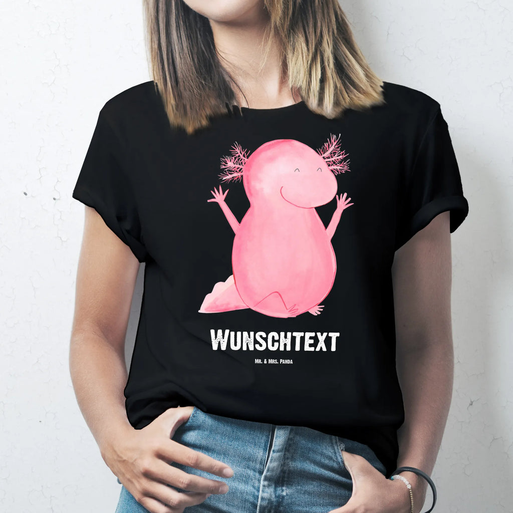 Personalisiertes T-Shirt Axolotl Hurra Wunschtext, T-Shirt Personalisiert, T-Shirt mit Aufruck, T-Shirt mit Namen, Bedrucken, Molch, Axolotl, Freude, Lurch, Lurche, Fröhlich, Schwanzlurch, Motivation, Spaß, Zufriedenheit, Axolot