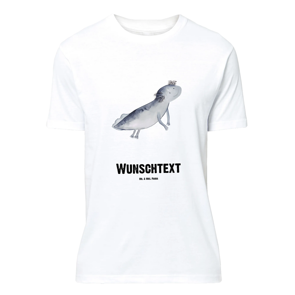 Personalisiertes T-Shirt Axolotl schwimmt Wunschtext, Bedrucken, T-Shirt Personalisiert, T-Shirt mit Namen, T-Shirt mit Aufruck, Molch, Axolotl, Lurch, Problem, Schwanzlurch, Motivation, Lurche, Axolot, Probleme, Lösungen