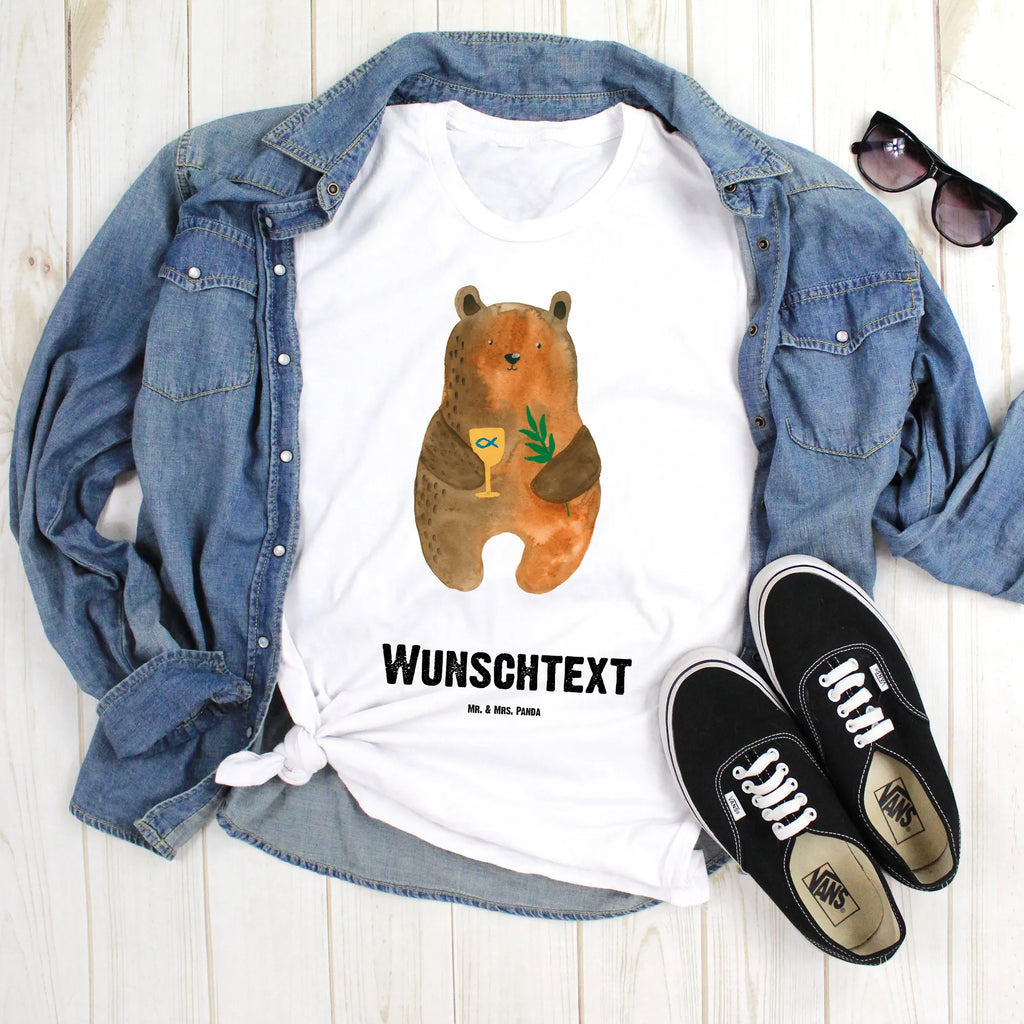 Personalisiertes T-Shirt Konfirmation-Bär T-Shirt mit Aufruck, Wunschtext, Bedrucken, T-Shirt Personalisiert, T-Shirt mit Namen, Teddybär, Teddy, Bär, Evangelisch, Kirche, Konfirmation, Gottesdienst