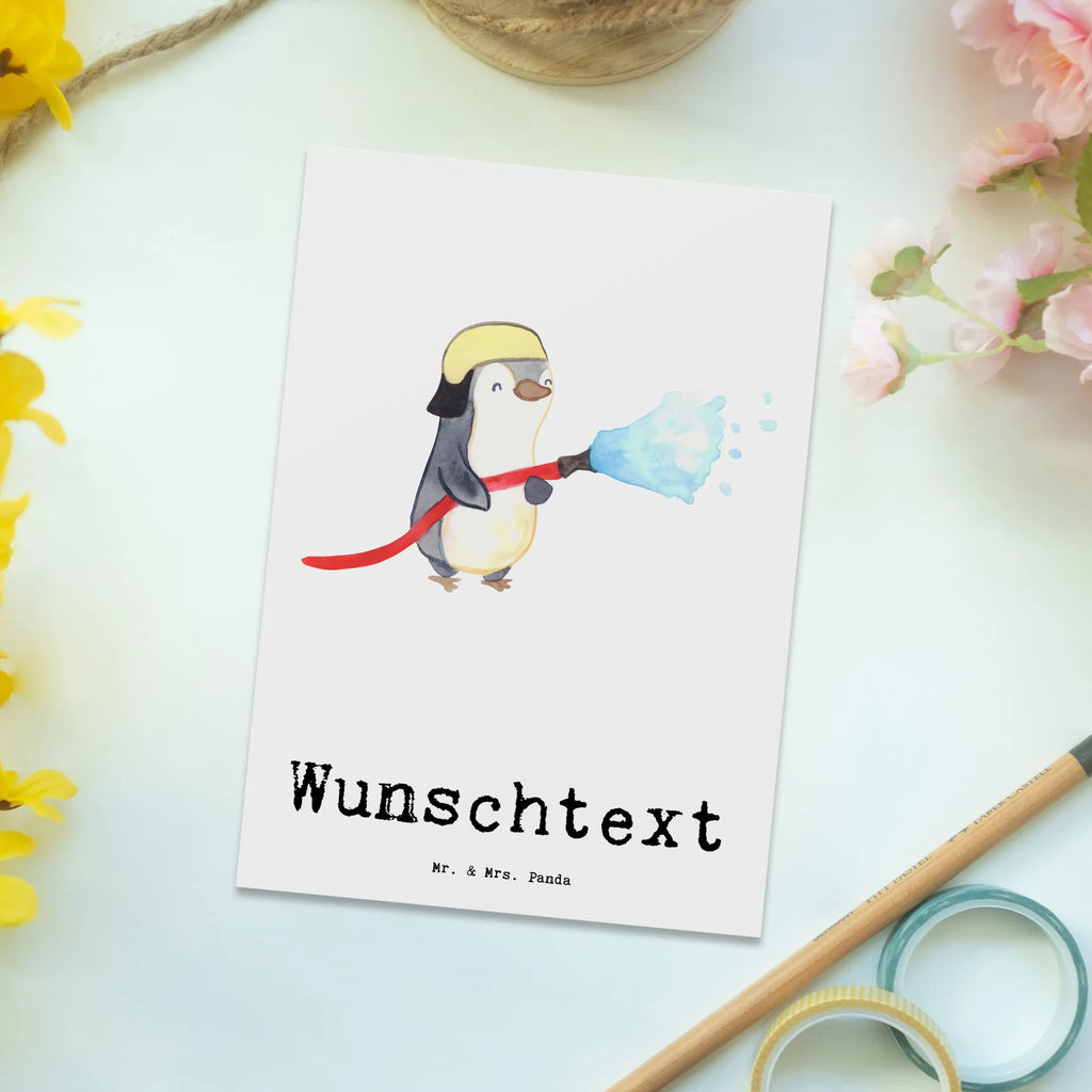 Personalisierte Postkarte Feuerwehrmann mit Herz Karte mit Namen, Postkarte bedrucken, Postkarte personalisierbar, Postkarte mit Wunschtext, Geschenkkarte mit Wunschtext, Grußkarte mit Namen, Einladung mit Wunschtext, Grußkarte mit Wunschtext, Postkarte mit Namen, Ansichtskarte mit Namen, Karte mit Wunschtext, Ansichtskarte mit Wunschtext, Einladung mit Namen, Geschenkkarte mit Namen, Beruf, Ausbildung, Jubiläum, Abschied, Rente, Kollege, Kollegin, Geschenk, Schenken, Arbeitskollege, Mitarbeiter, Firma, Danke, Dankeschön, freiwillige Feuerwehr, Feuerwehrmann, Feuerwehrhauptmann, Feuerwehr, Brandschutz