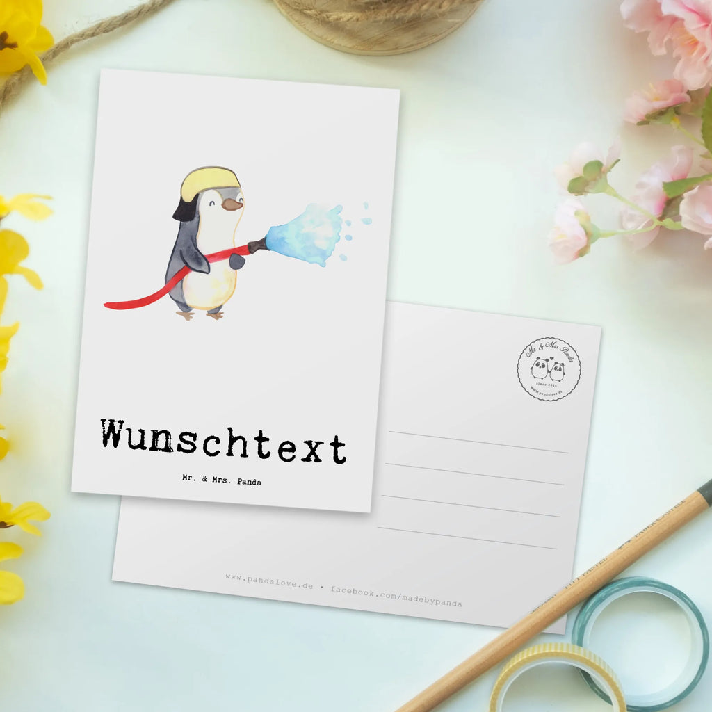 Personalisierte Postkarte Feuerwehrmann mit Herz Karte mit Namen, Postkarte bedrucken, Postkarte personalisierbar, Postkarte mit Wunschtext, Geschenkkarte mit Wunschtext, Grußkarte mit Namen, Einladung mit Wunschtext, Grußkarte mit Wunschtext, Postkarte mit Namen, Ansichtskarte mit Namen, Karte mit Wunschtext, Ansichtskarte mit Wunschtext, Einladung mit Namen, Geschenkkarte mit Namen, Beruf, Ausbildung, Jubiläum, Abschied, Rente, Kollege, Kollegin, Geschenk, Schenken, Arbeitskollege, Mitarbeiter, Firma, Danke, Dankeschön, freiwillige Feuerwehr, Feuerwehrmann, Feuerwehrhauptmann, Feuerwehr, Brandschutz