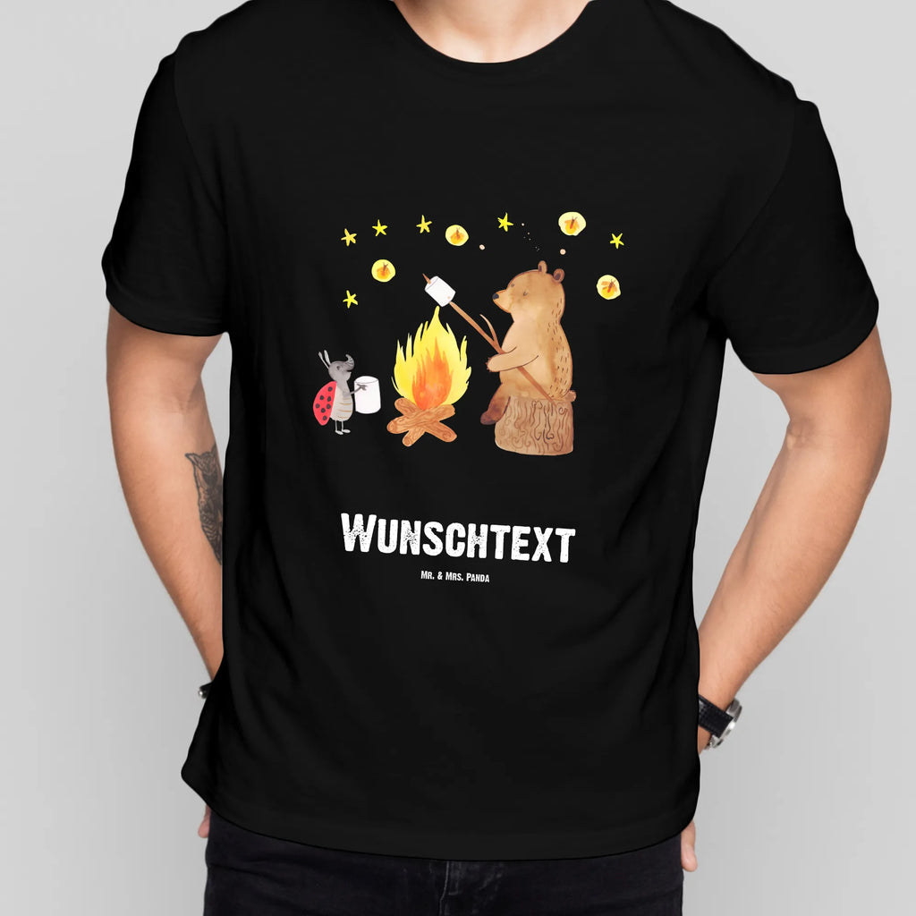 Personalisiertes T-Shirt Bär & Marienkäfer Lagerfeuer T-Shirt mit Namen, Wunschtext, T-Shirt mit Aufruck, T-Shirt Personalisiert, Bedrucken, Teddybär, Teddy, Bär, Lagerfeuer