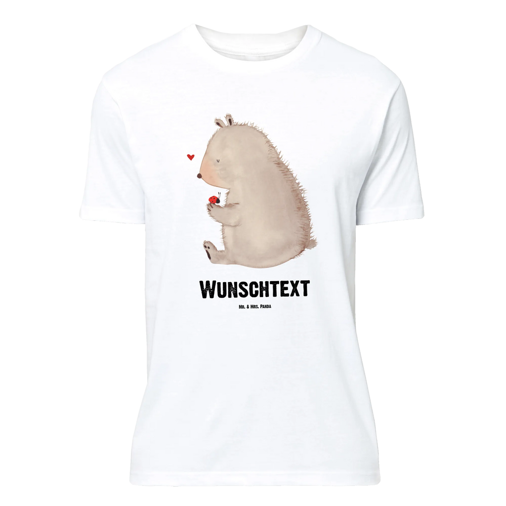 Personalisiertes T-Shirt Bär mit Marienkäfer Wunschtext, T-Shirt mit Aufruck, T-Shirt Personalisiert, T-Shirt mit Namen, Bedrucken, Teddybär, Bär, Teddy, Liebe, Motivation, Marienkäfer, Das Leben Ist schön, Freiheit