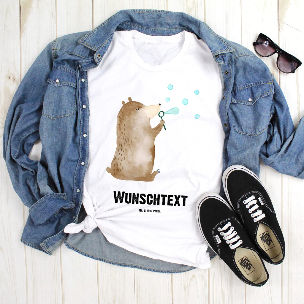 Personalisiertes T-Shirt Bär Seifenblasen T-Shirt mit Aufruck, Bedrucken, Wunschtext, Männer, Frauen, T-Shirt mit Namen, T-Shirt Personalisiert, Bär, Teddy, Teddybär, Seifenblasen Bär Lustig Sein Glücklich Traurig Happy