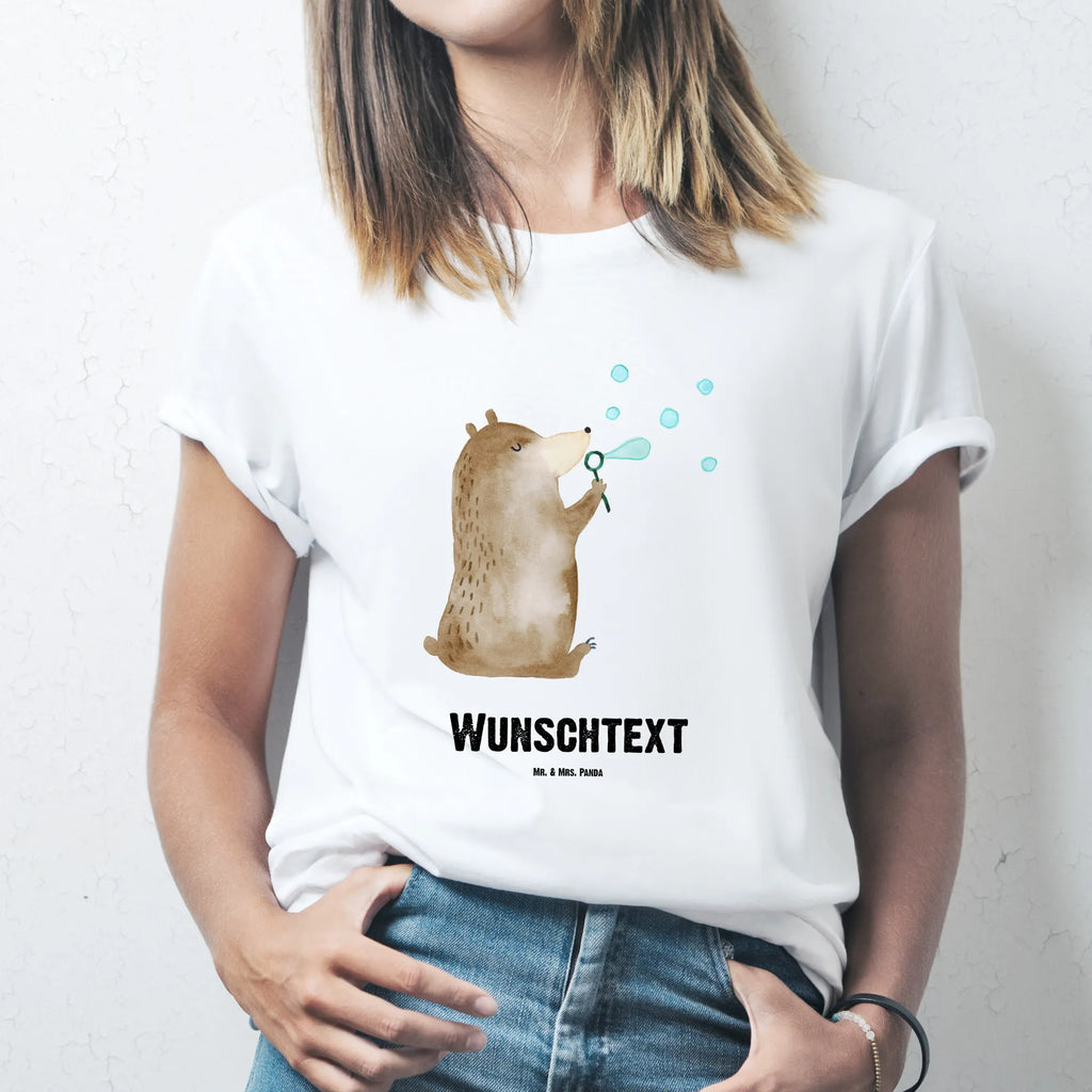 Personalisiertes T-Shirt Bär Seifenblasen T-Shirt mit Aufruck, Bedrucken, Wunschtext, Männer, Frauen, T-Shirt mit Namen, T-Shirt Personalisiert, Bär, Teddy, Teddybär, Seifenblasen Bär Lustig Sein Glücklich Traurig Happy