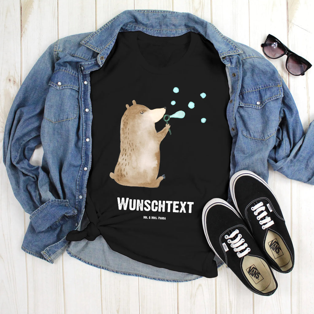 Personalisiertes T-Shirt Bär Seifenblasen T-Shirt mit Aufruck, Bedrucken, Wunschtext, Männer, Frauen, T-Shirt mit Namen, T-Shirt Personalisiert, Bär, Teddy, Teddybär, Seifenblasen Bär Lustig Sein Glücklich Traurig Happy