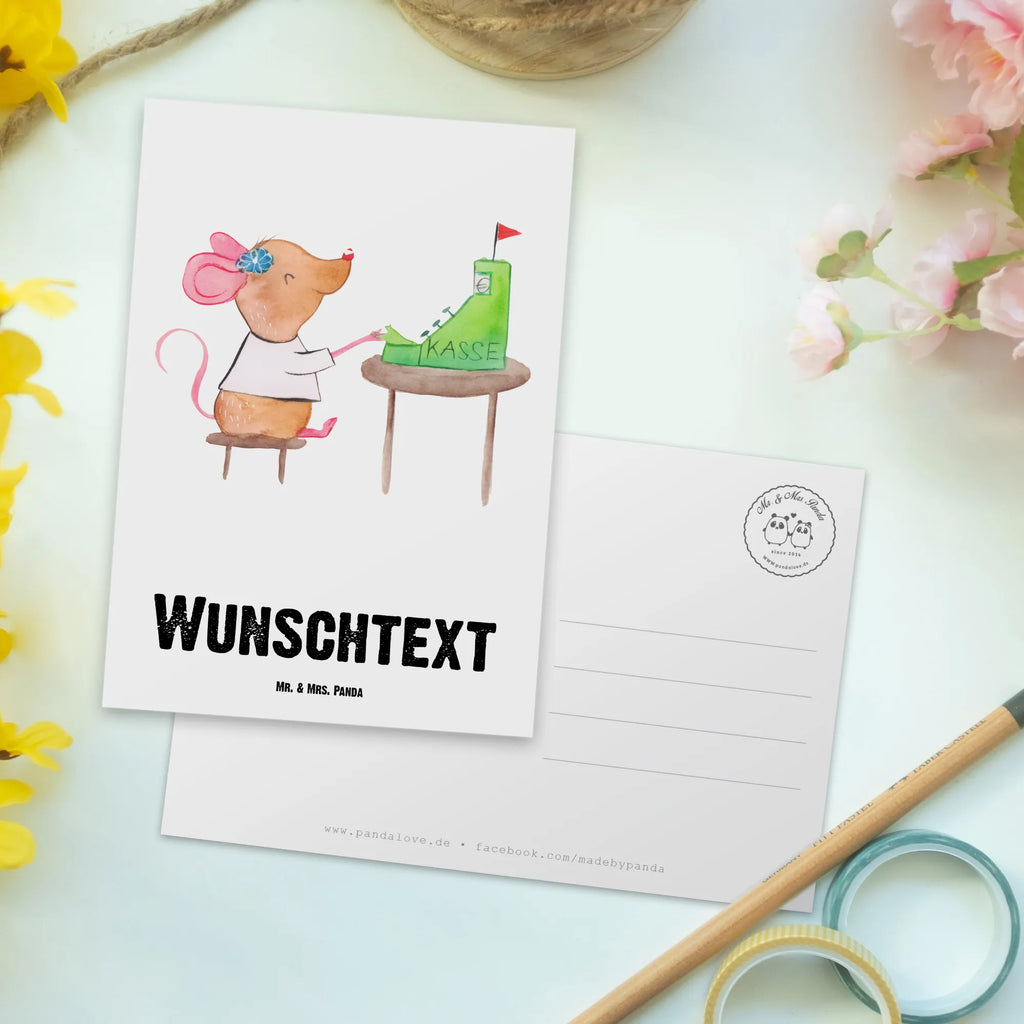 Personalisierte Postkarte Kassiererin mit Herz Einladung mit Wunschtext, Geschenkkarte mit Wunschtext, Geschenkkarte mit Namen, Ansichtskarte mit Namen, Karte mit Wunschtext, Postkarte mit Namen, Einladung mit Namen, Grußkarte mit Namen, Karte mit Namen, Grußkarte mit Wunschtext, Postkarte mit Wunschtext, Postkarte bedrucken, Postkarte personalisierbar, Ansichtskarte mit Wunschtext, Beruf, Ausbildung, Jubiläum, Abschied, Rente, Kollege, Kollegin, Geschenk, Schenken, Arbeitskollege, Mitarbeiter, Firma, Danke, Dankeschön, Kassenwartin, Mitarbeiterin Kasse, Kassiererin