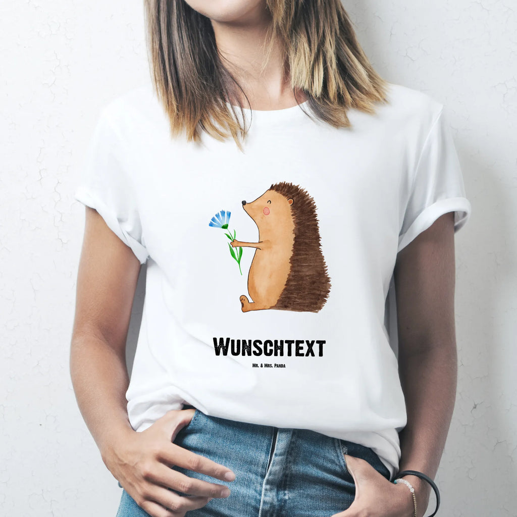 Rozmiar L Personalizowana koszulka jeż Kwiaty T-Shirt mit Namen, T-Shirt mit Aufruck, T-Shirt Personalisiert, Bedrucken, Wunschtext, Lustige Sprüche, Gute Laune, Tiere, Tiermotive, Gute Besserung, Besuch, Krankenhaus, krank, Krankheit, Genesungswünsche, Igel