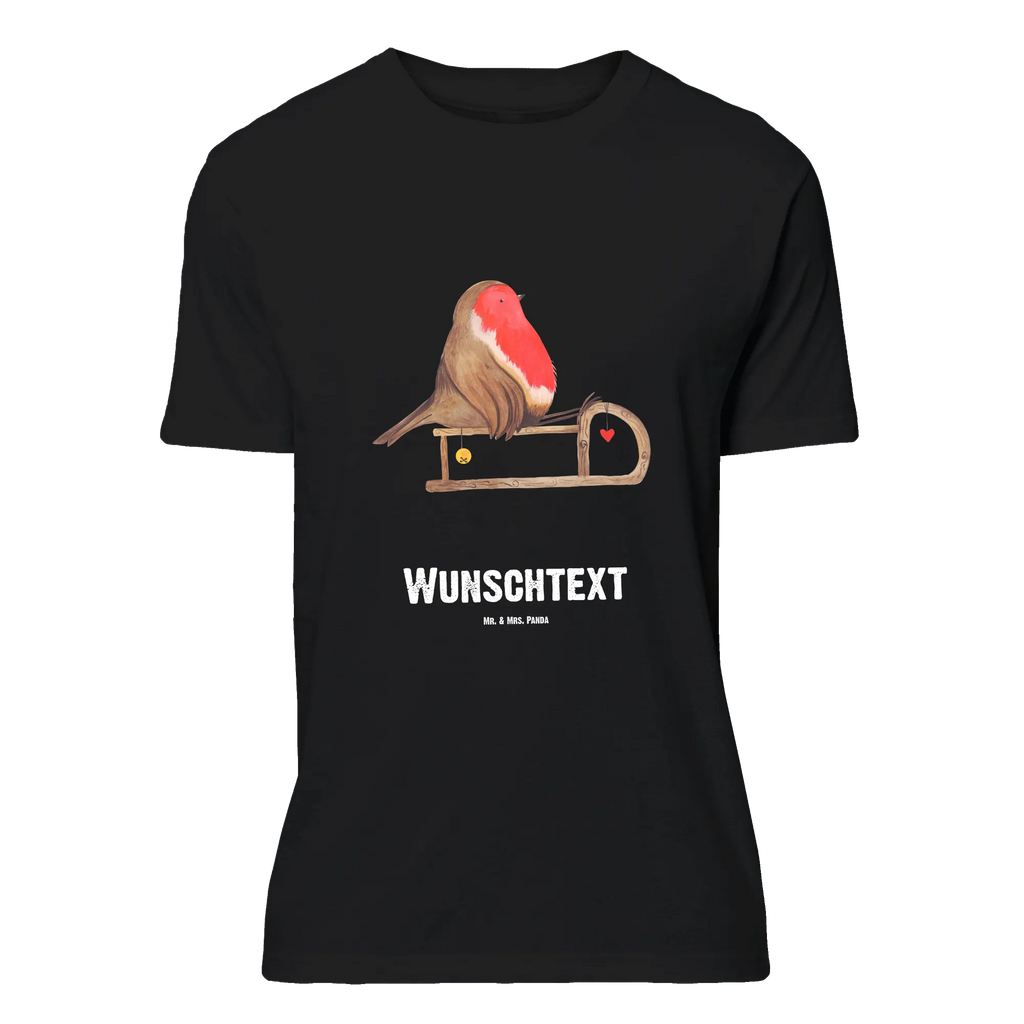 Personalised T-Shirt robin Sleds T-Shirt mit Aufruck, T-Shirt Personalisiert, Wunschtext, Bedrucken, T-Shirt mit Namen, Nikolaus, Weihnachtsdeko, Winter, Heiligabend, Advent, Wintermotiv, Weihnachten, Vogel, Schlitten