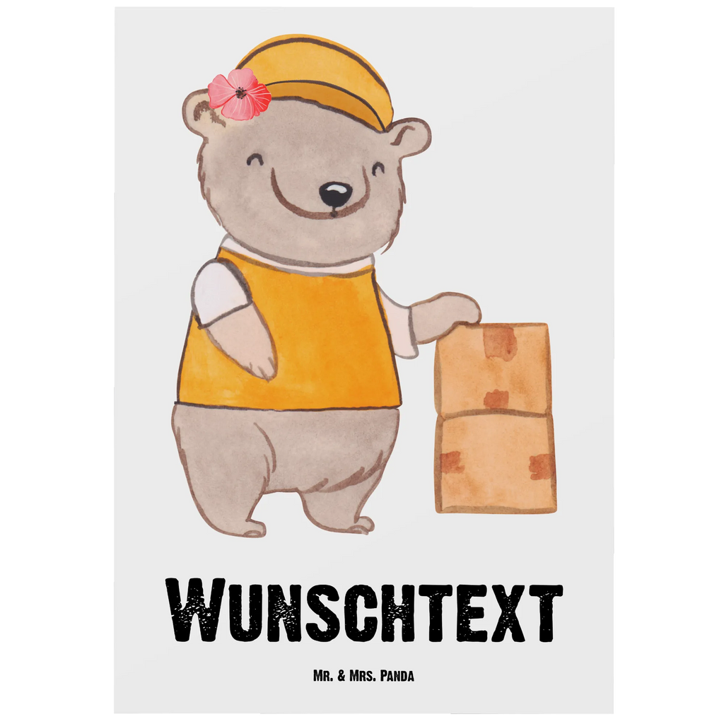 Personalizowana kartka pocztowa Dostawczyni paczek Serce Zawód, Wykształcenie, Jubileusz, Pożegnanie, Emerytura, Kolega, Koleżanka, Prezent, Dawać, Pracownik, Współpracownik, Firma, Dziękuję, Dziękuję bardzo