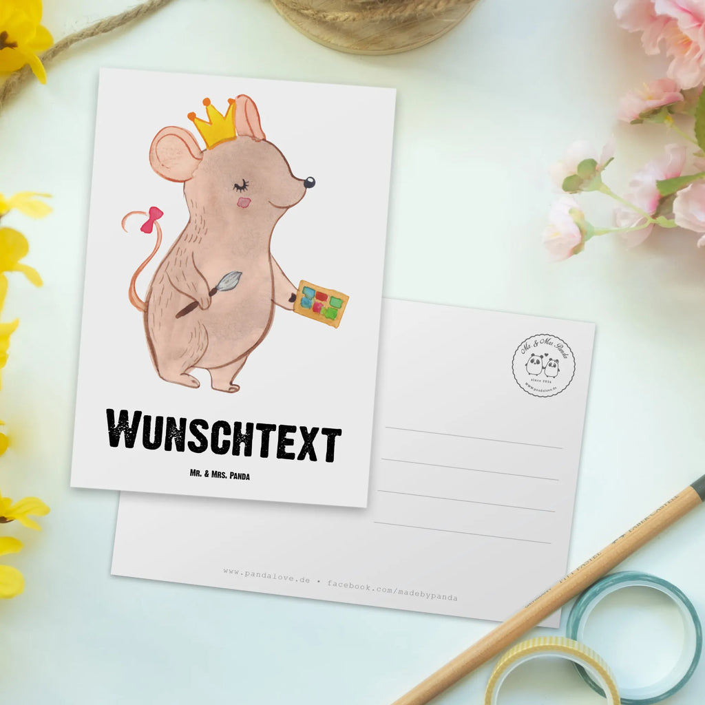Personalisierte Postkarte Maskenbildnerin mit Herz Geschenkkarte mit Namen, Postkarte mit Namen, Karte mit Namen, Karte mit Wunschtext, Geschenkkarte mit Wunschtext, Einladung mit Namen, Einladung mit Wunschtext, Ansichtskarte mit Namen, Postkarte bedrucken, Postkarte mit Wunschtext, Postkarte personalisierbar, Grußkarte mit Namen, Grußkarte mit Wunschtext, Ansichtskarte mit Wunschtext, Beruf, Ausbildung, Jubiläum, Abschied, Rente, Kollege, Kollegin, Geschenk, Schenken, Arbeitskollege, Mitarbeiter, Firma, Danke, Dankeschön, Maskenbildnerin, Eröffnung, Kosmetikerin, Beauty Salon, Make Up Artist, Visagistin, Kosmetikstudio