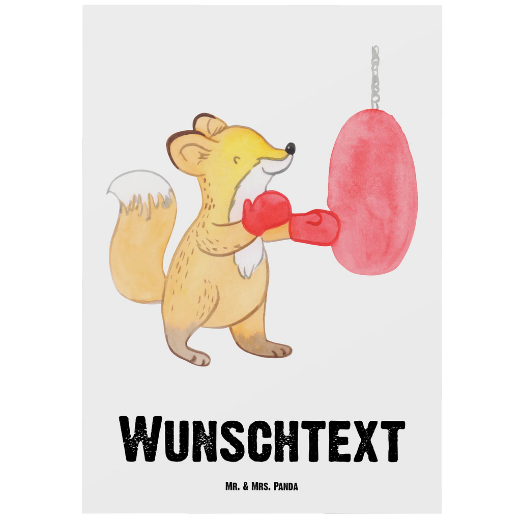Personalisierte Postkarte Fuchs Boxen Grußkarte mit Wunschtext, Grußkarte mit Namen, Postkarte mit Namen, Geschenkkarte mit Wunschtext, Postkarte personalisierbar, Ansichtskarte mit Wunschtext, Geschenkkarte mit Namen, Karte mit Wunschtext, Einladung mit Namen, Einladung mit Wunschtext, Postkarte bedrucken, Postkarte mit Wunschtext, Karte mit Namen, Ansichtskarte mit Namen, Geschenk, Sport, Sportart, Hobby, Schenken, Danke, Dankeschön, Auszeichnung, Gewinn, Sportler, Boxen, Boxkampf, Boxtraining