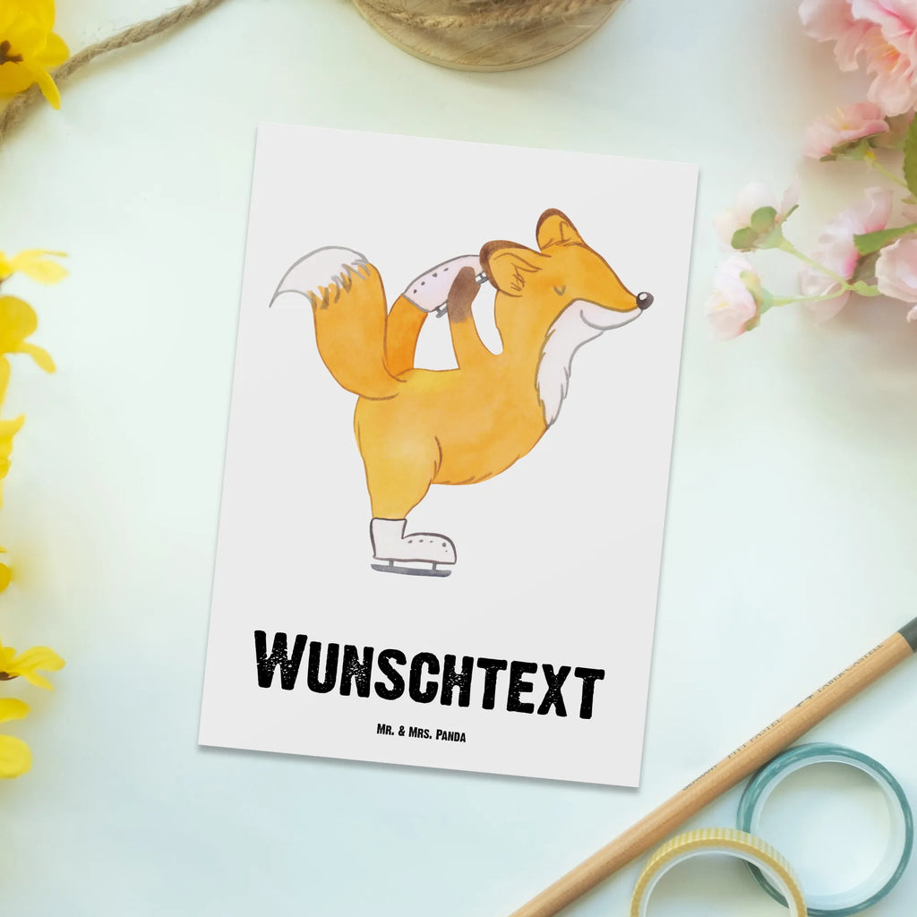 Personalised postcard Fox figure skater Gift, sport, hobby, giving, thank you, award, profit, athlete, figure skater, Figure skater, ice art